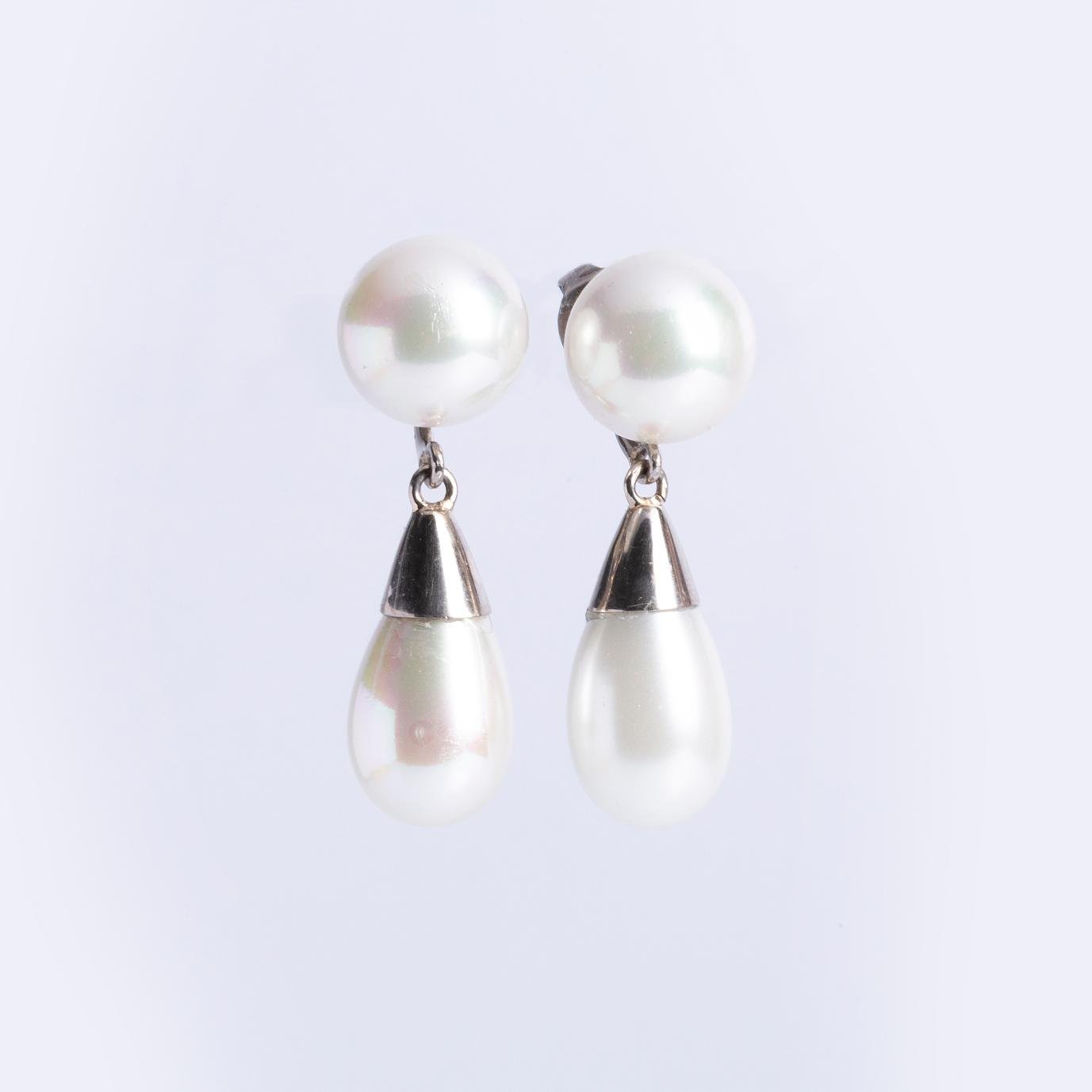 Tornillos oro 18 K blanco y perlas