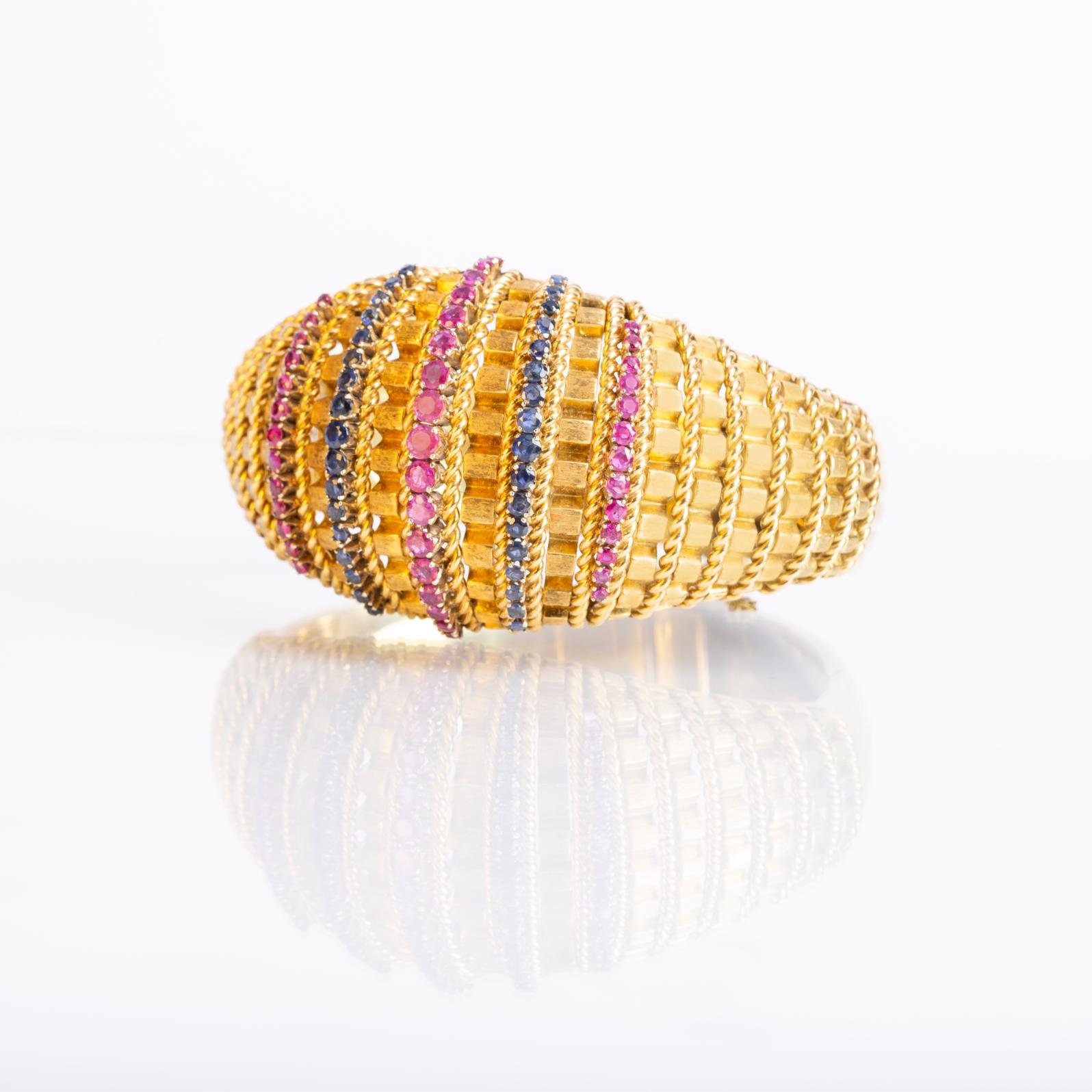 Pulsera oro 18 K amarillo, rubíes y zafiros - Imagen 2