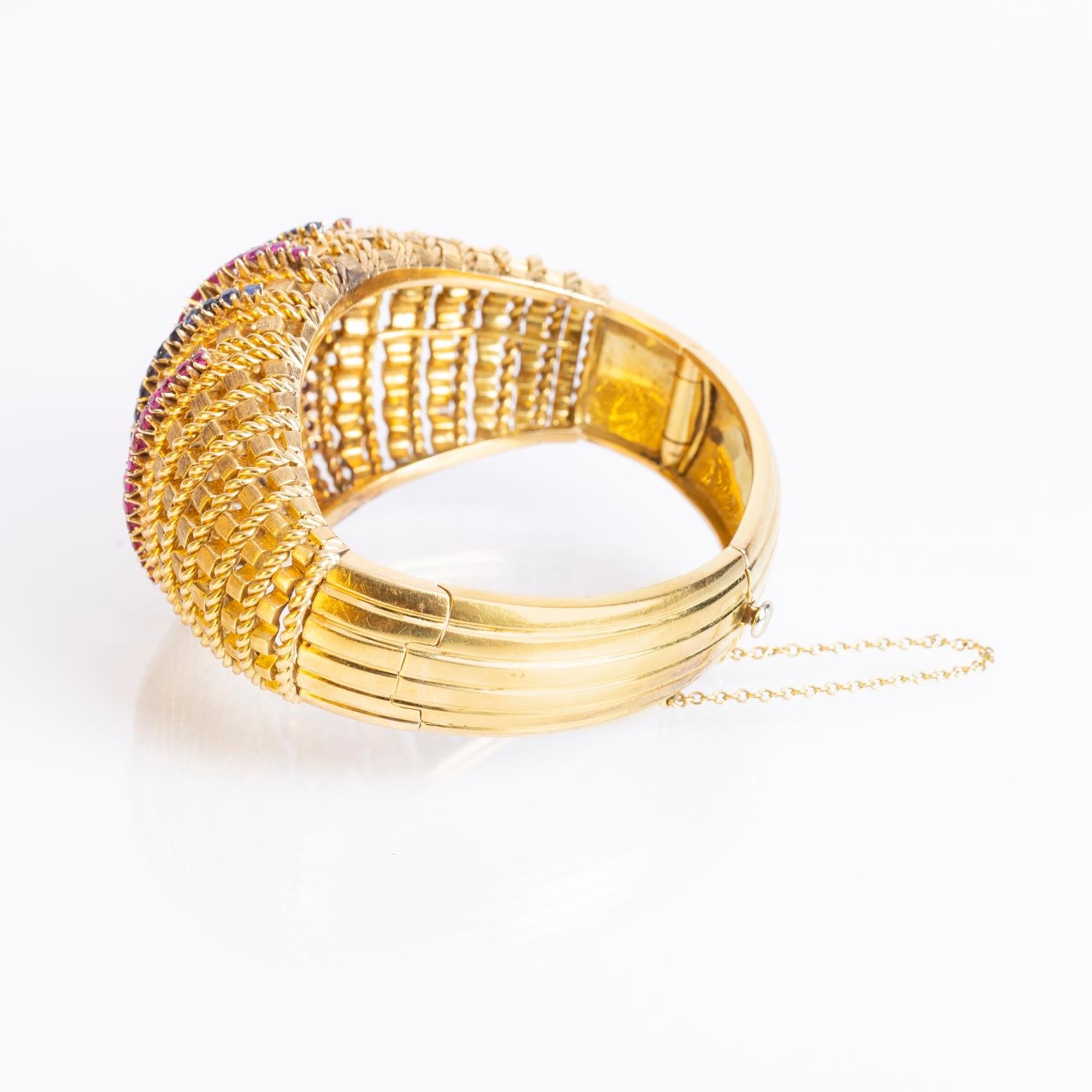 Pulsera oro 18 K amarillo, rubíes y zafiros - Imagen 3