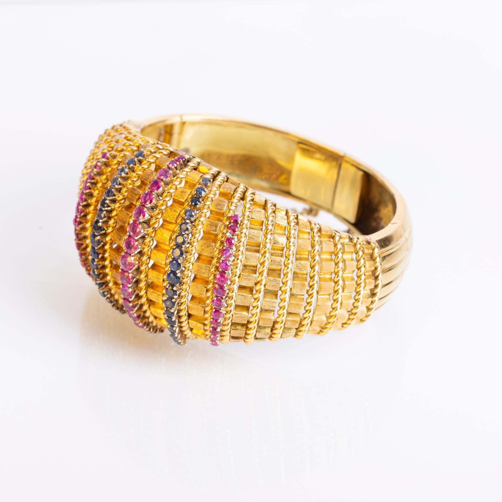 Pulsera oro 18 K amarillo, rubíes y zafiros - Imagen 4