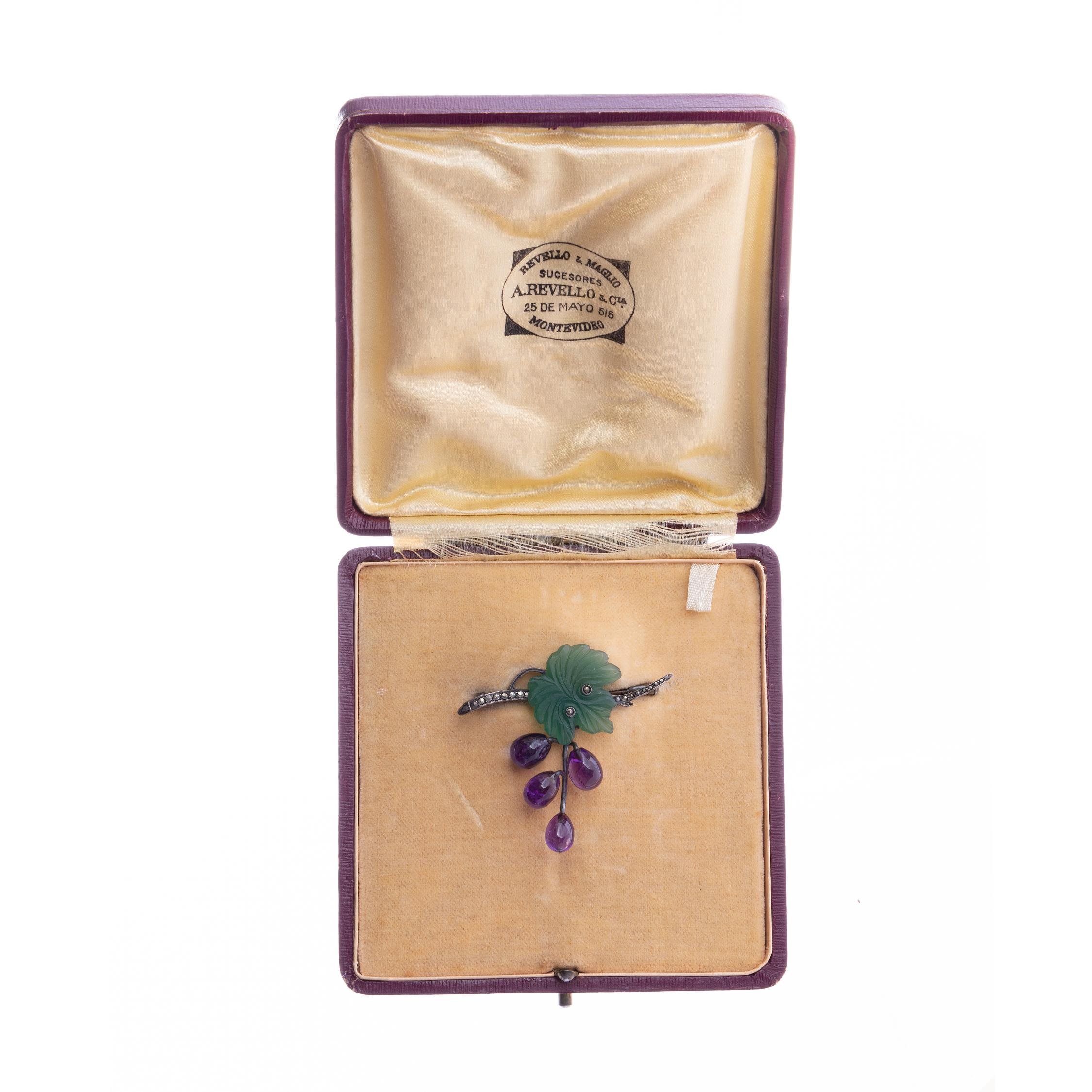 Prendedor plata, marquesitas y amatista - Imagen 2