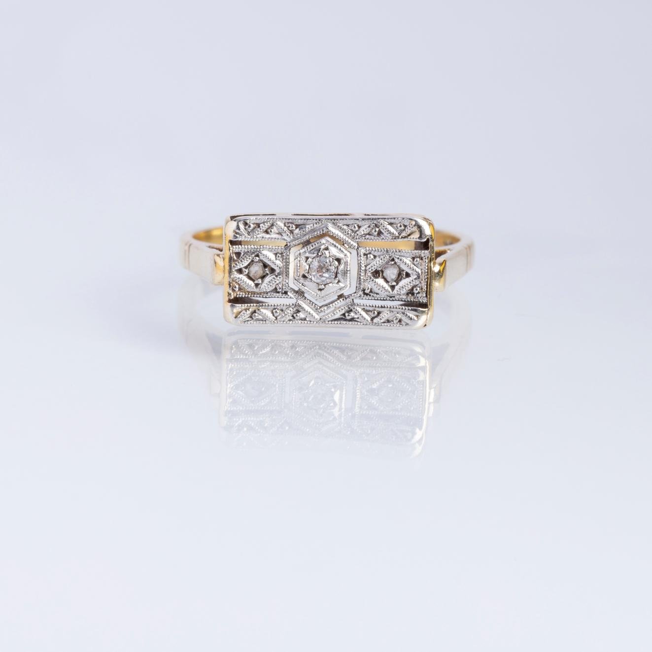 Anillo art decó oro 18 K y diamantes