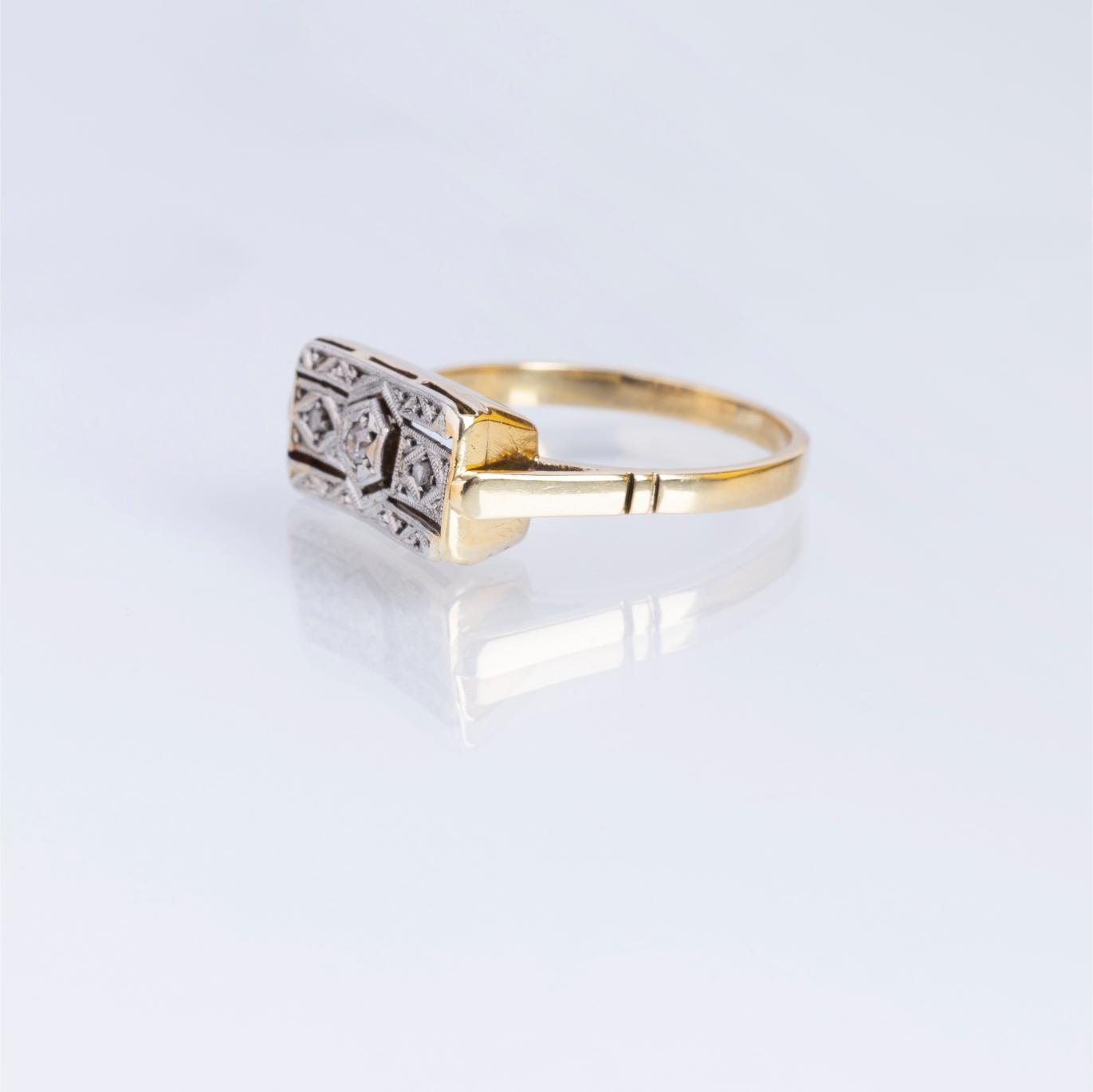 Anillo art decó oro 18 K y diamantes - Imagen 2