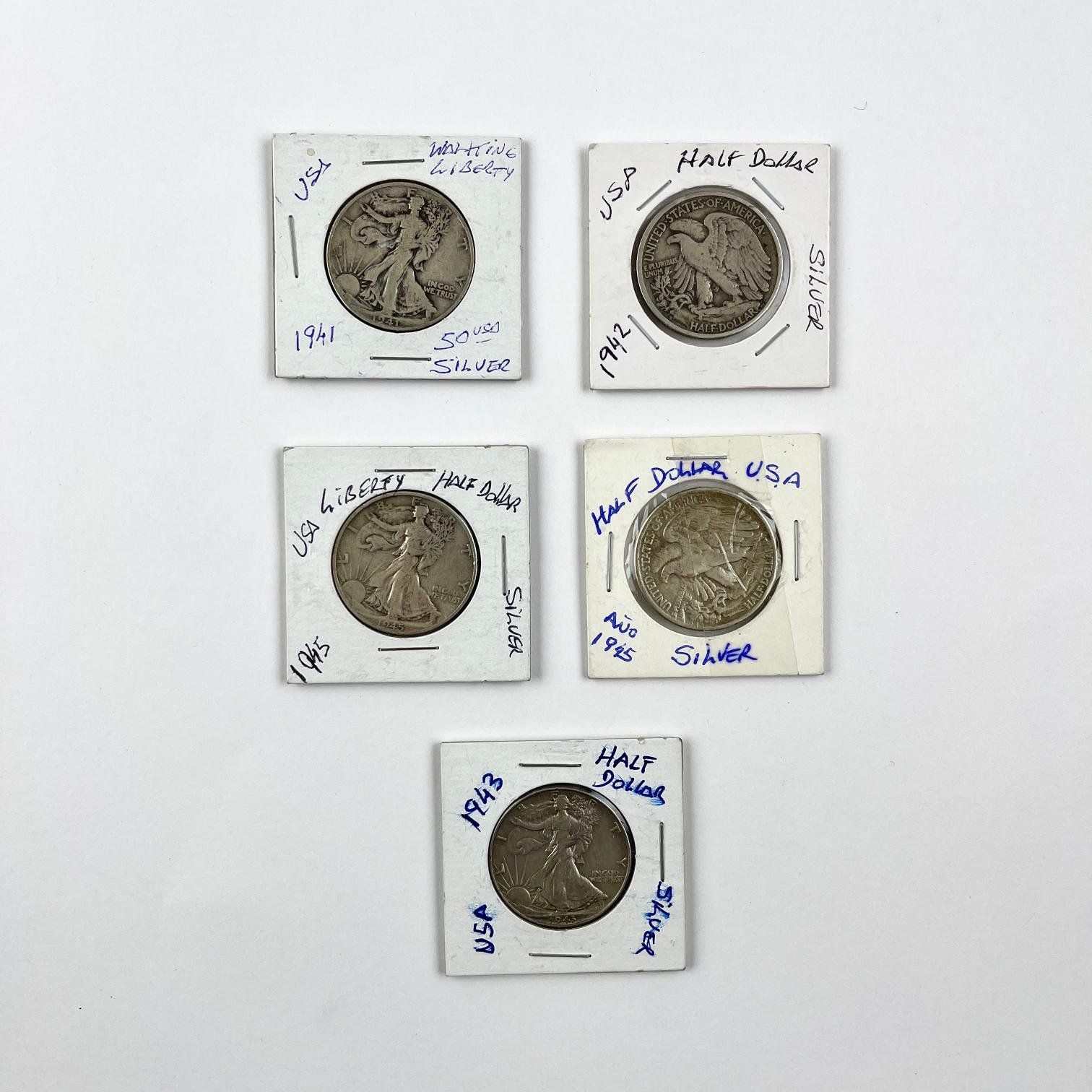5 monedas USA plata
