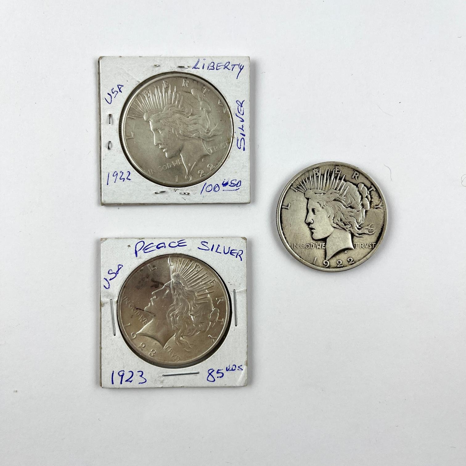 3 monedas USA plata
