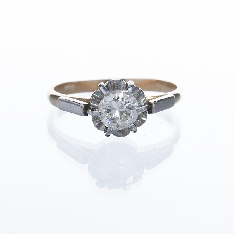 Anillo solitario oro 18 K amarillo y blanco y brillante 1,10 ct