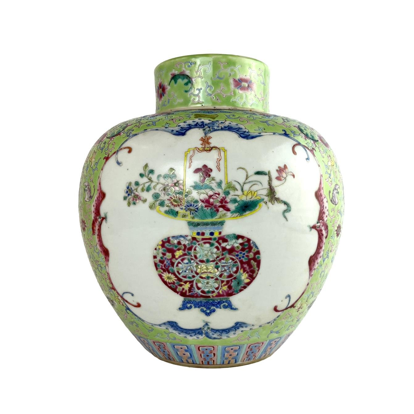 Ginger jar chino en porcelana familia rosa