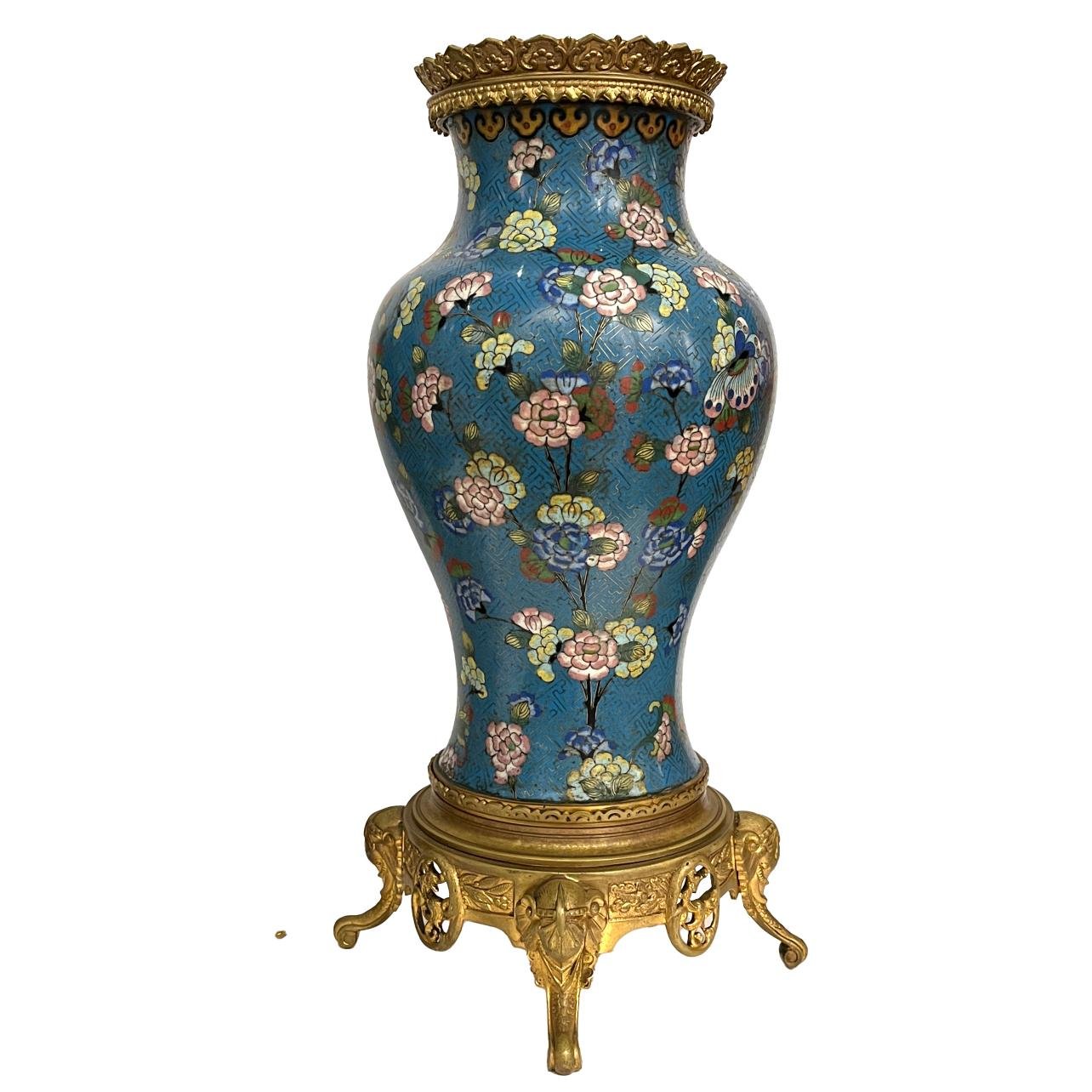 Par de jarrones chinos en bronce cloisonné - Imagen 2