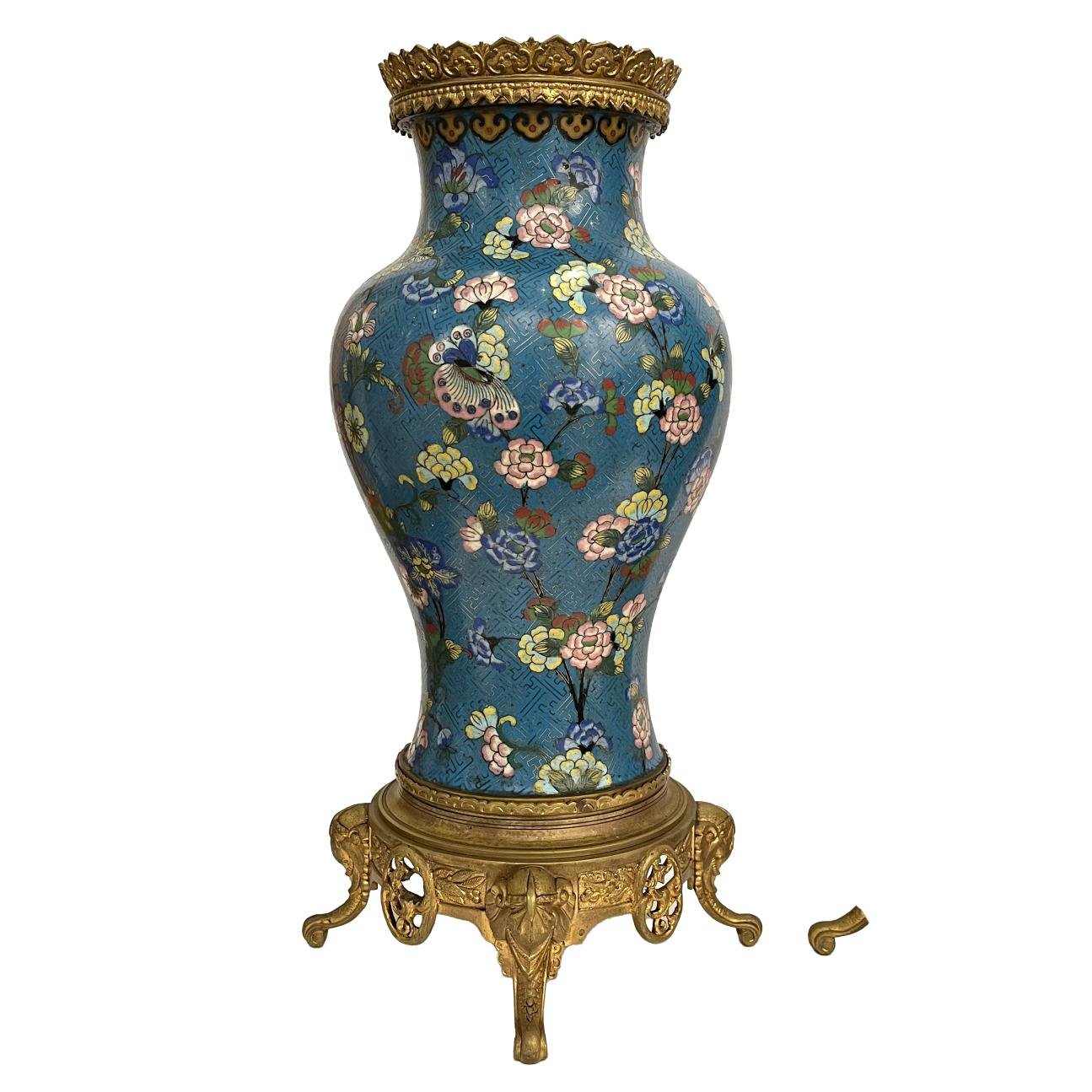 Par de jarrones chinos en bronce cloisonné - Imagen 3