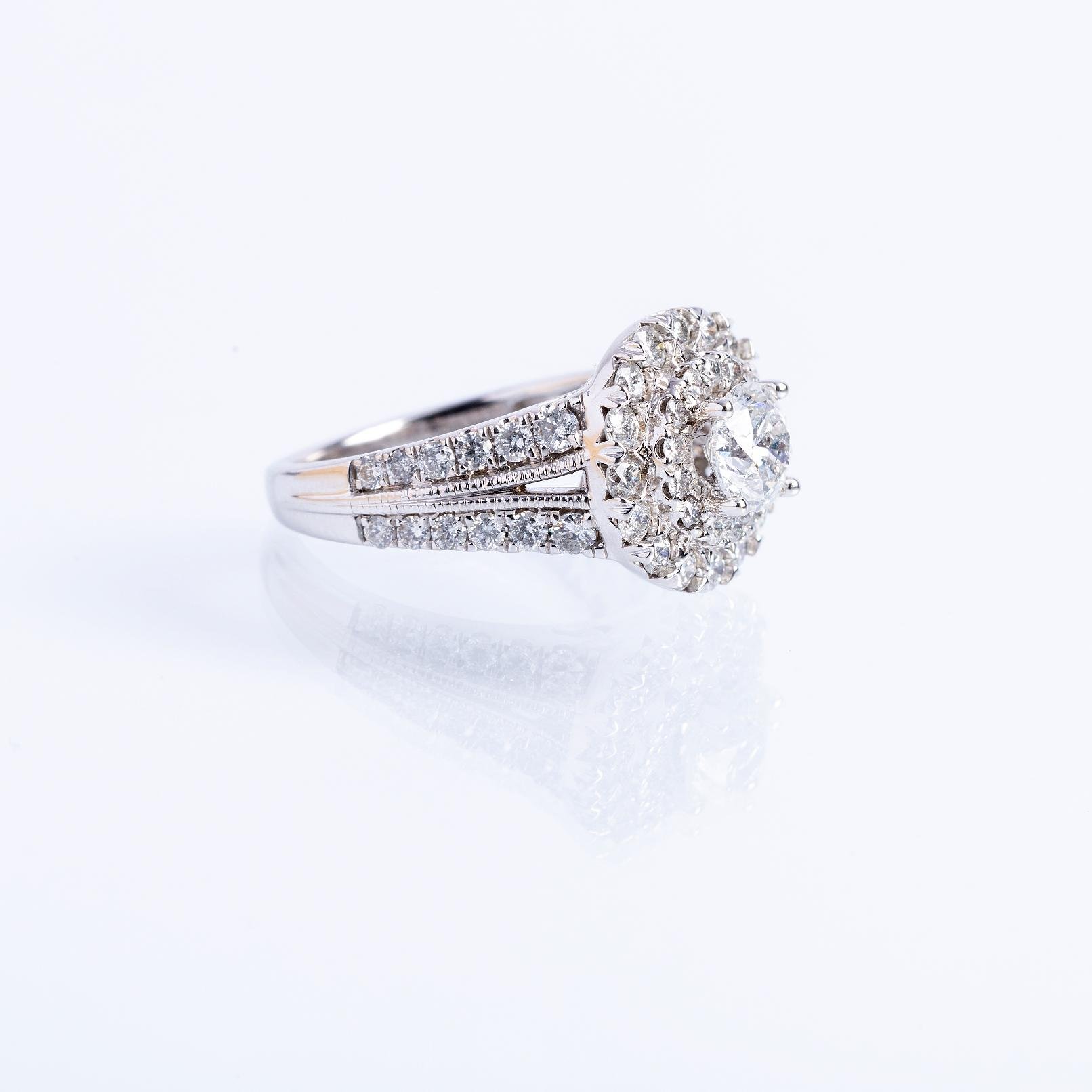 Anillo oro 14 K blanco y diamantes