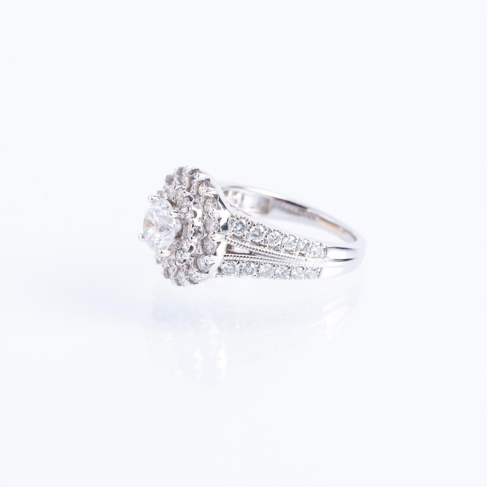 Anillo oro 14 K blanco y diamantes - Imagen 3