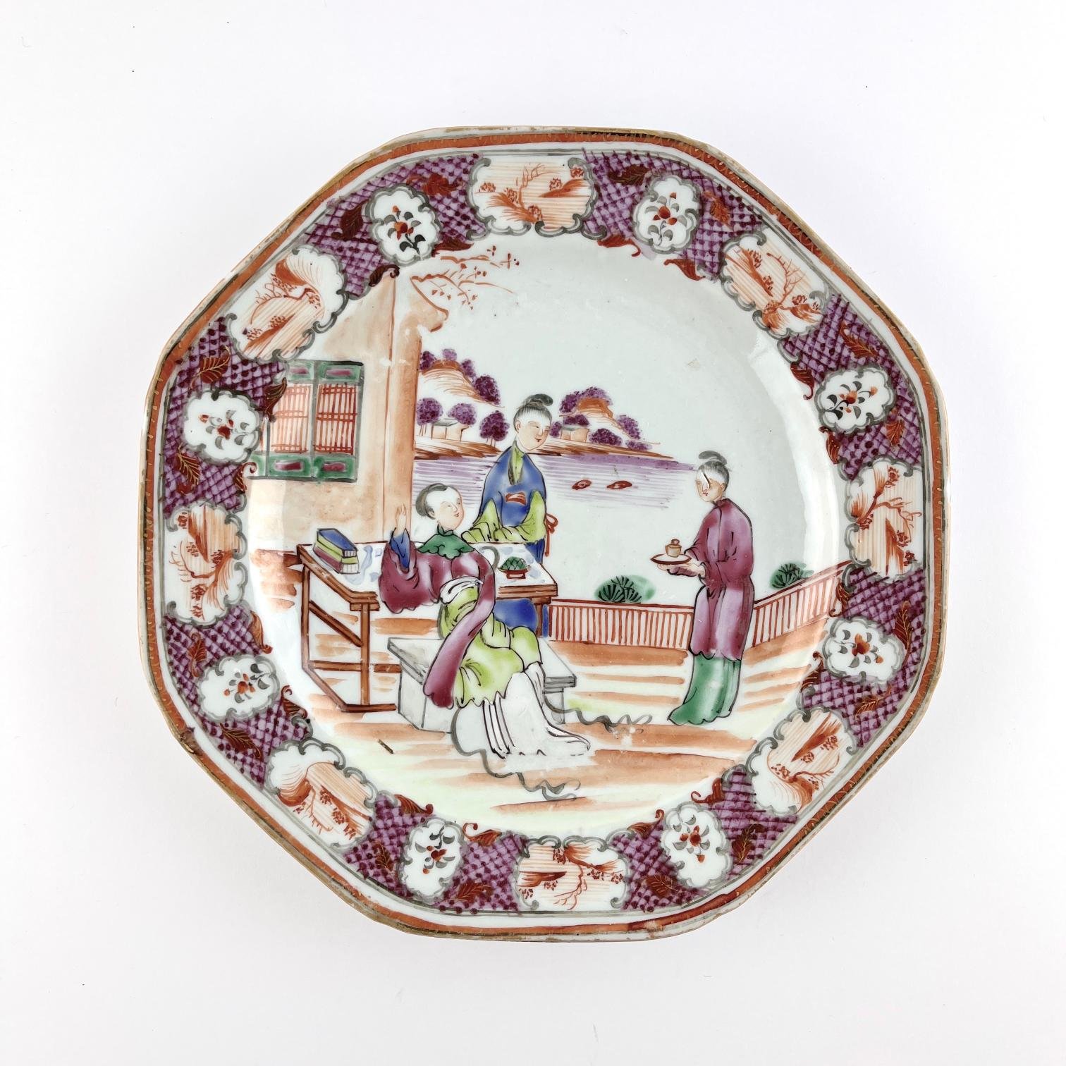 Plato octogonal chino "Compañía de Indias"