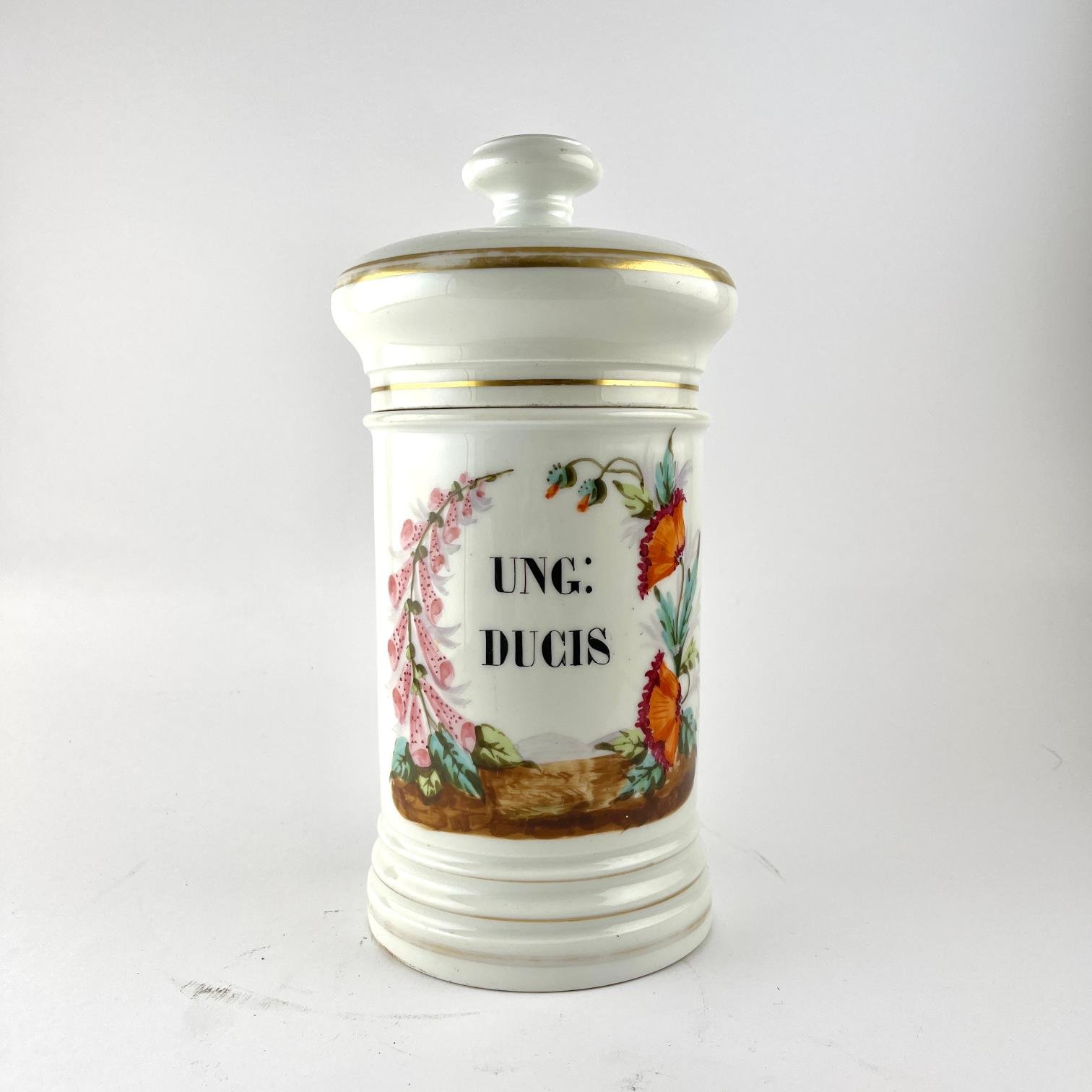 Juego de nueve frascos de farmacia