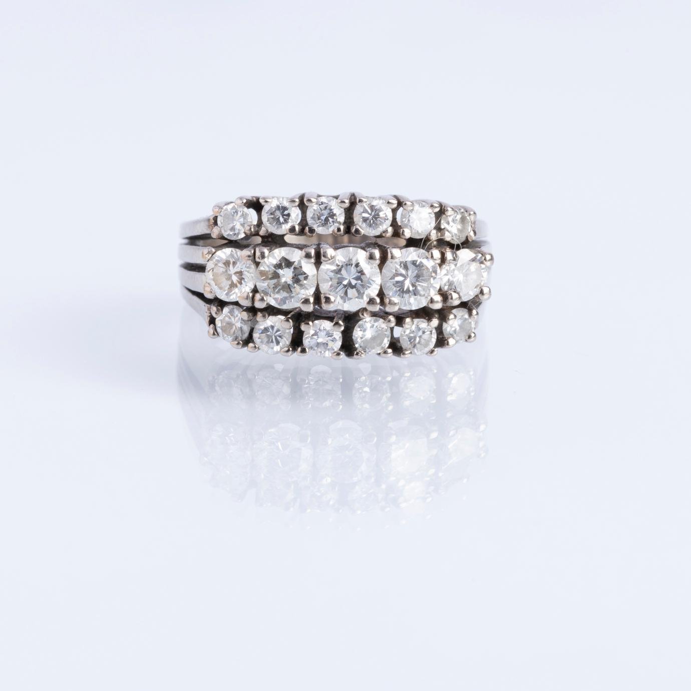 Anillo oro 14 K blanco y diamantes