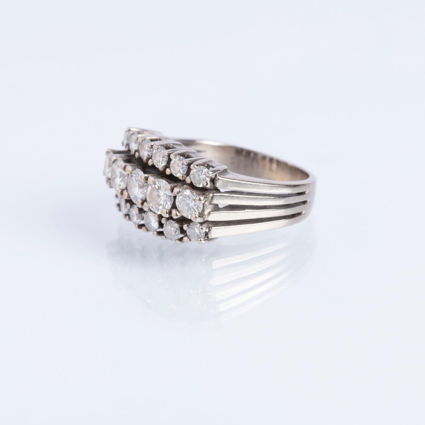 Anillo oro 14 K blanco y diamantes - Imagen 2