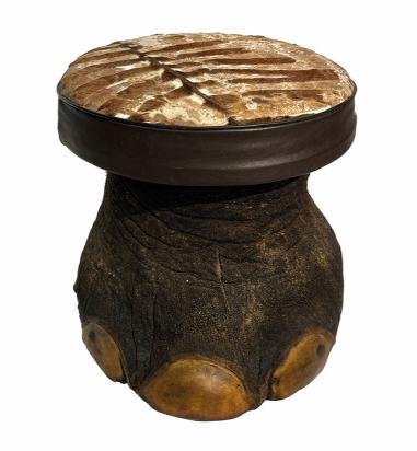 Pata de elefante con asiento en piel de cebra