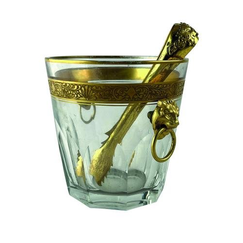 Hielera en cristal y bronce dorado