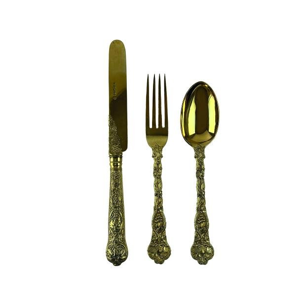 Juego inglés de cubiertos para postre en plata vermeil - Imagen 2