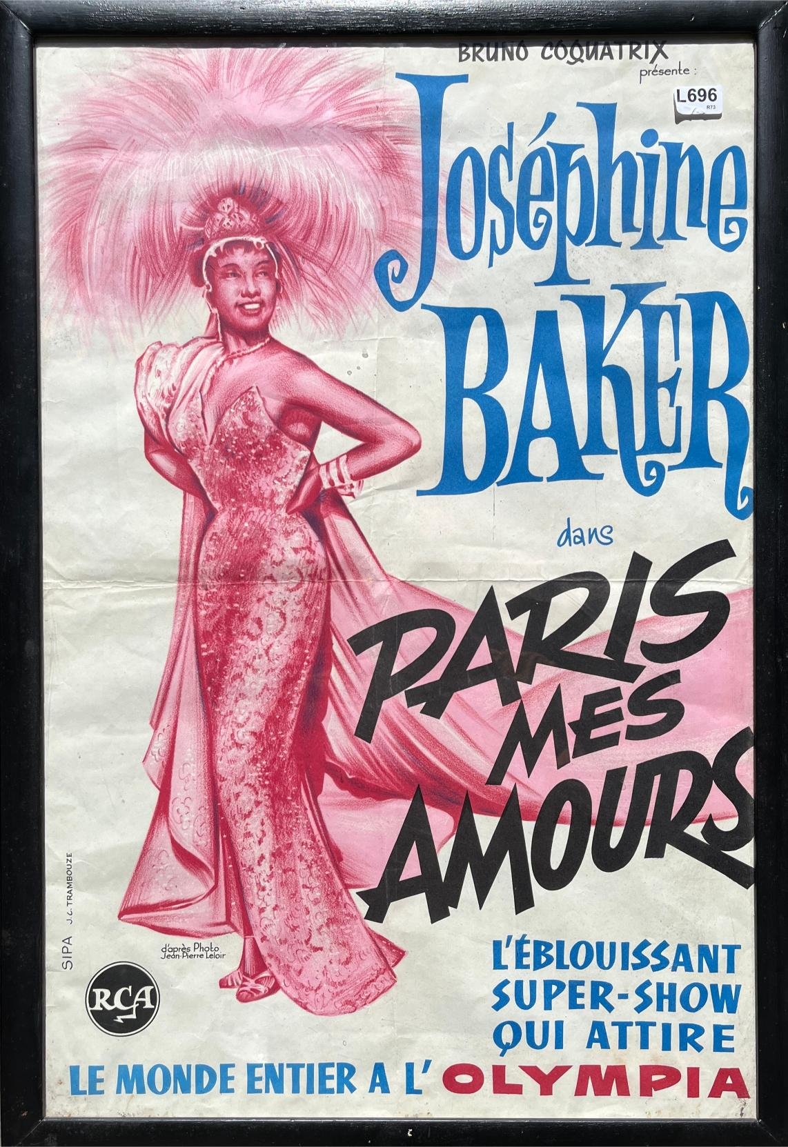 Afiche Color "Joséphine Baker dans Paris Mes Amour"