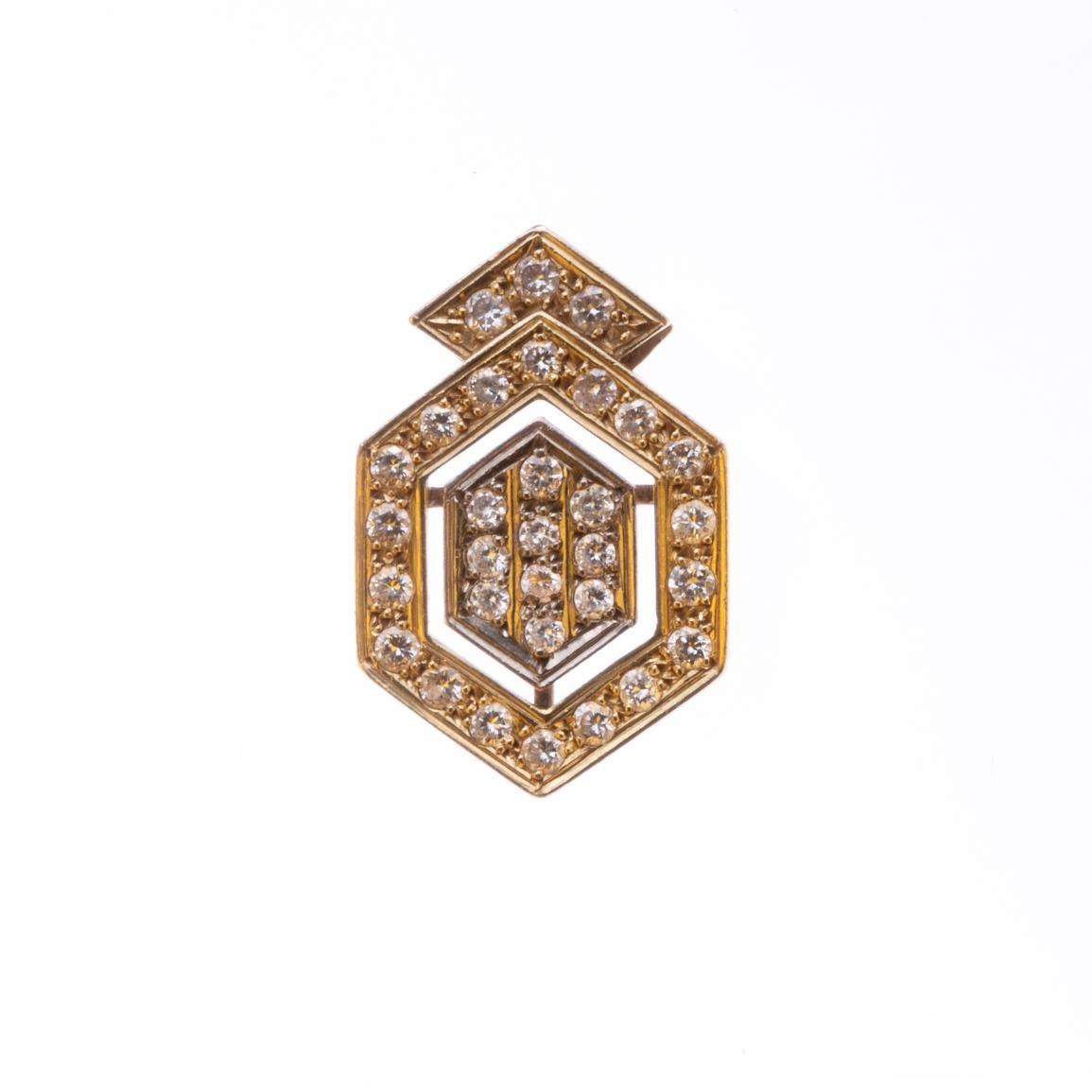 Colgante oro 18 K amarillo y blanco y diamantes