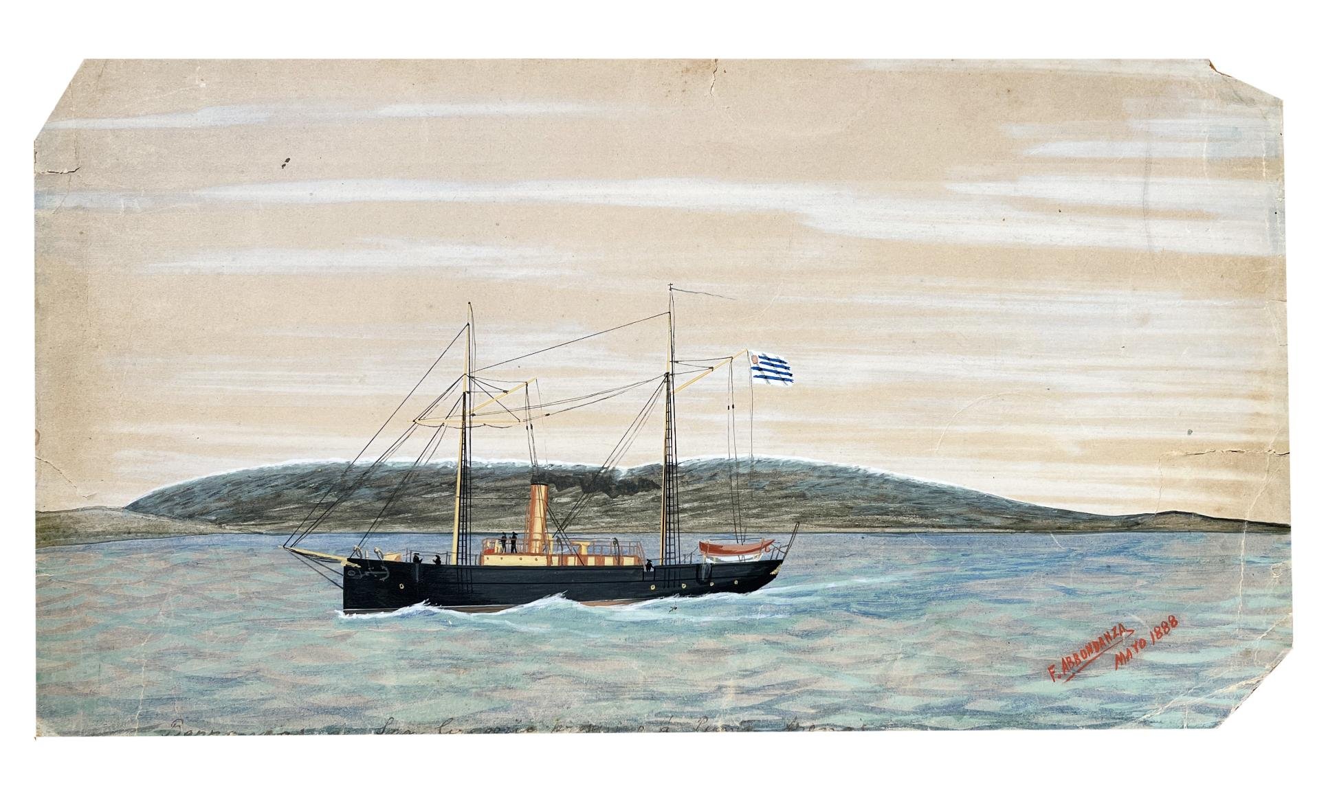 Tres acuarelas "Cañonera Rivera" - Imagen 2