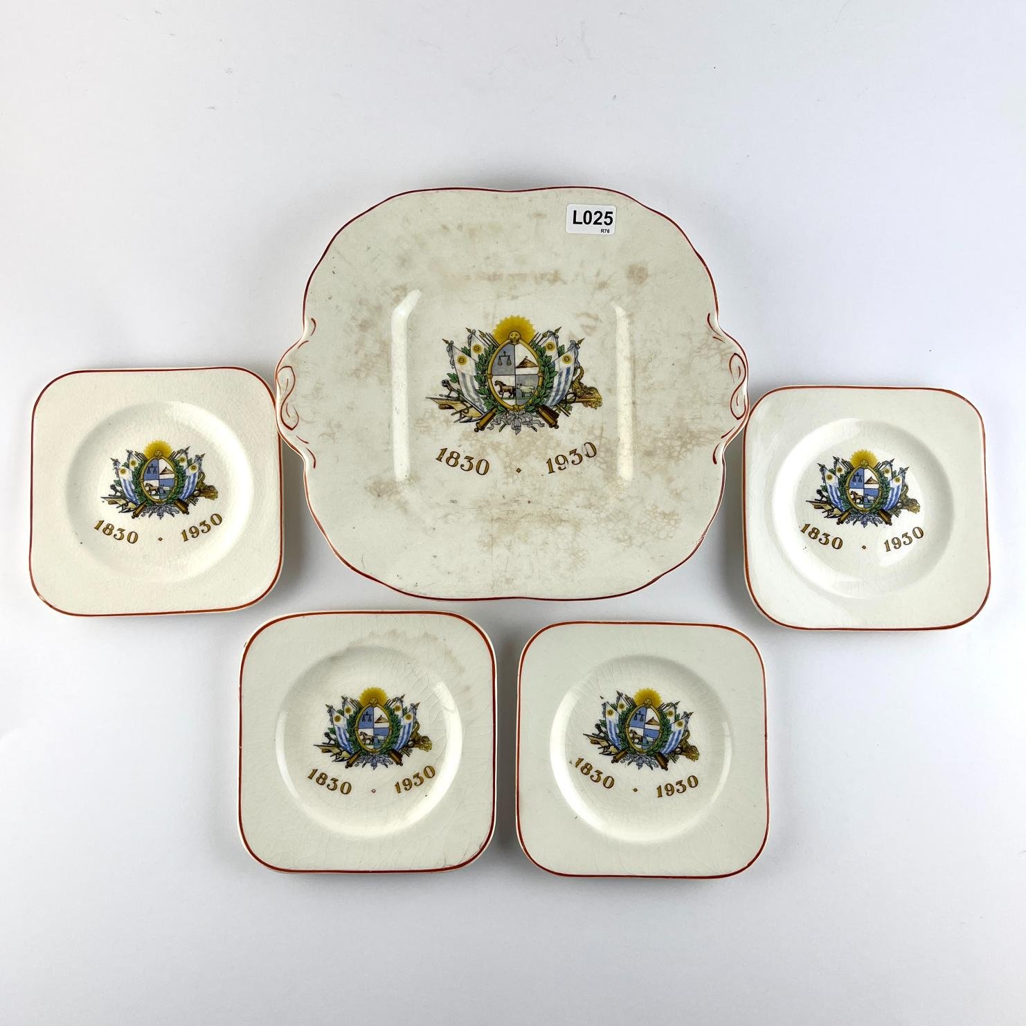 Cinco piezas loza "Centenario"