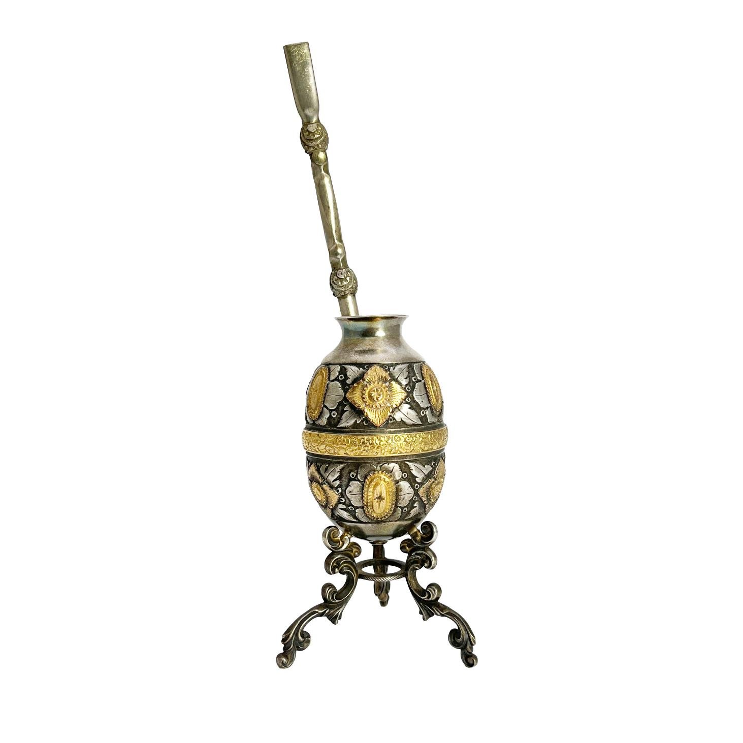 Mate porteño en plata y oro