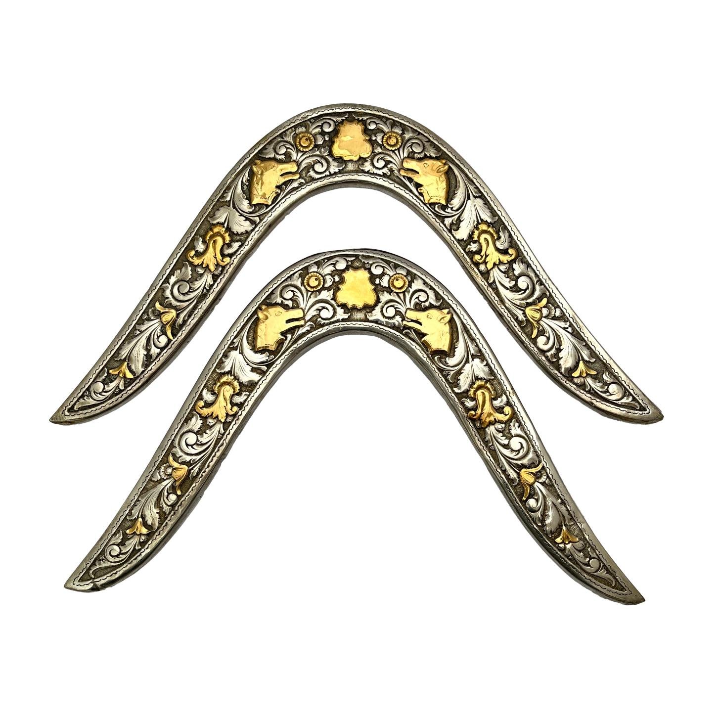 Par de cabezadas en plata y oro