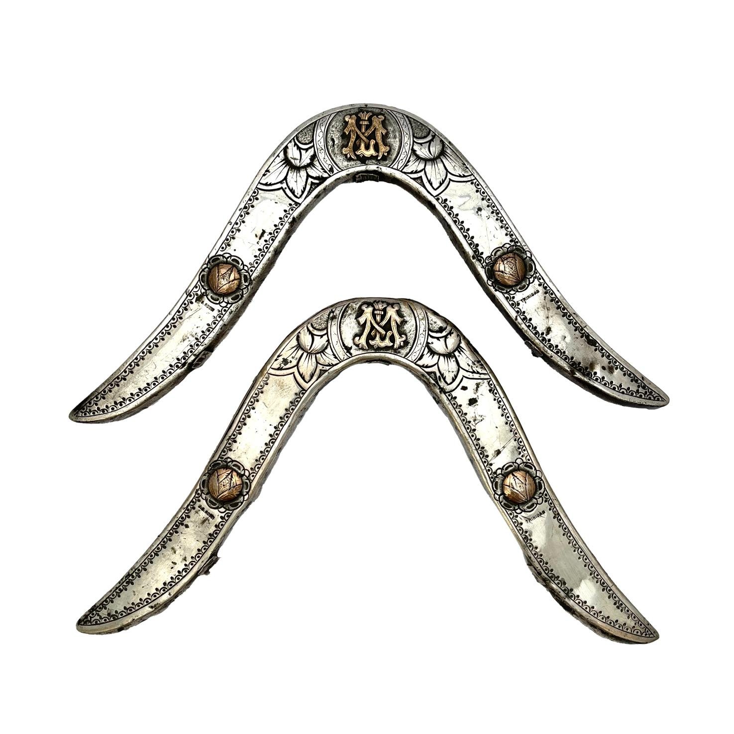 Par de cabezadas en plata y oro