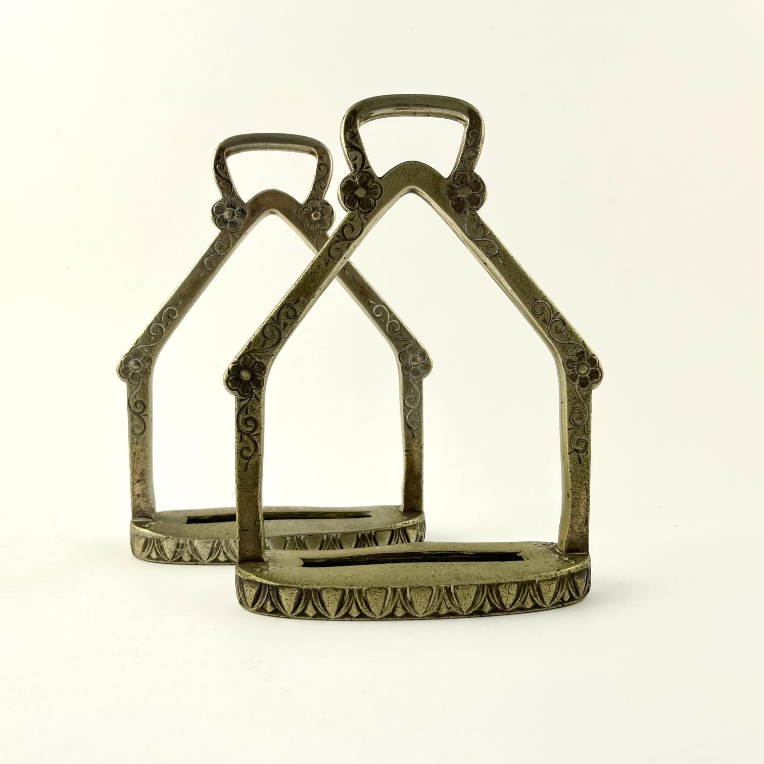 Par de estribos en metal plateado