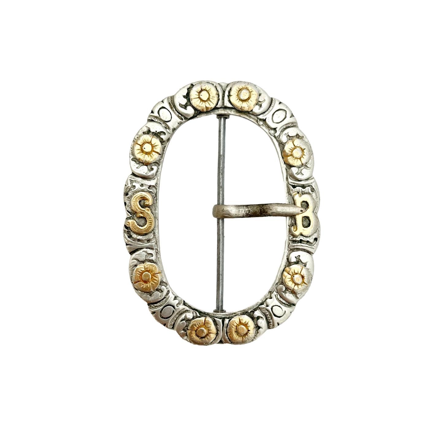 Hebilla gaucha en plata y oro