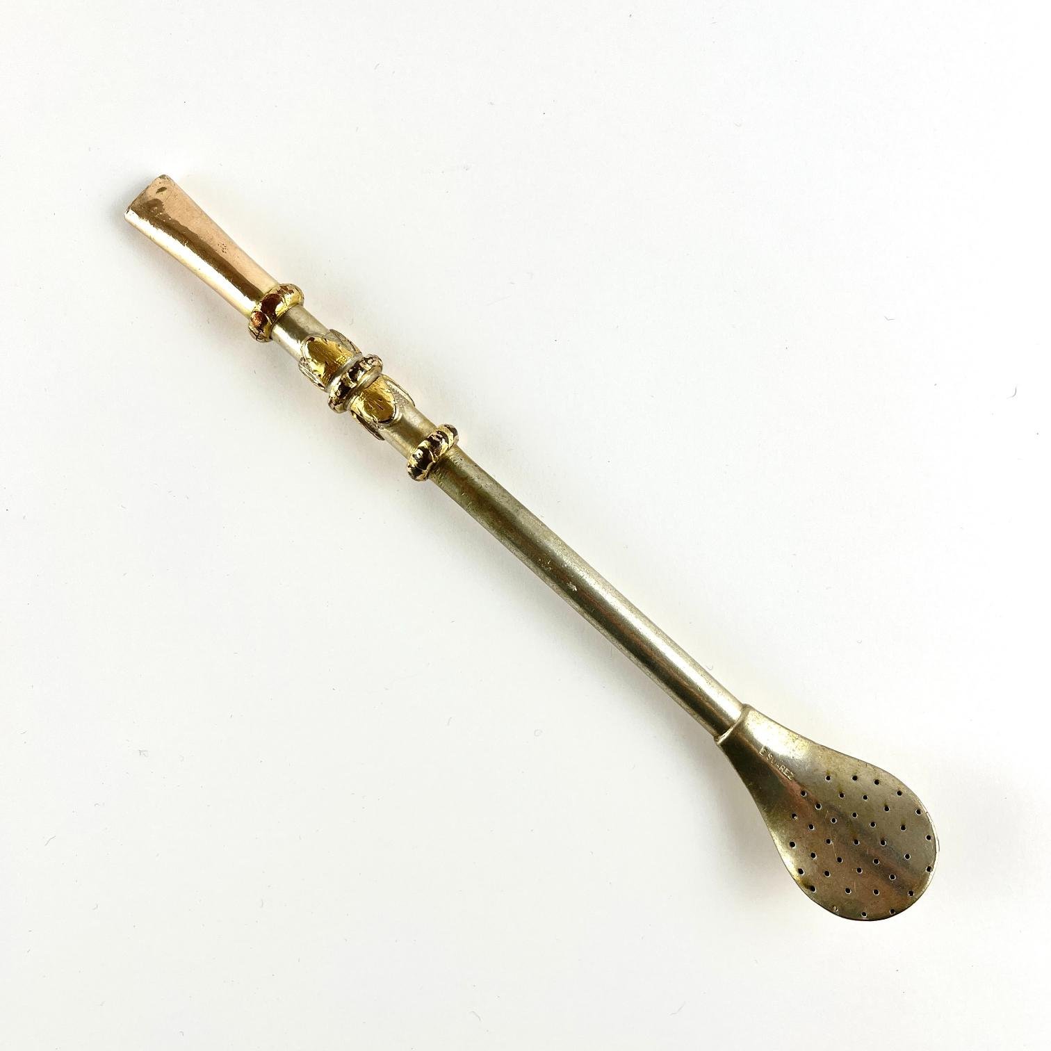 Bombilla en plata y oro