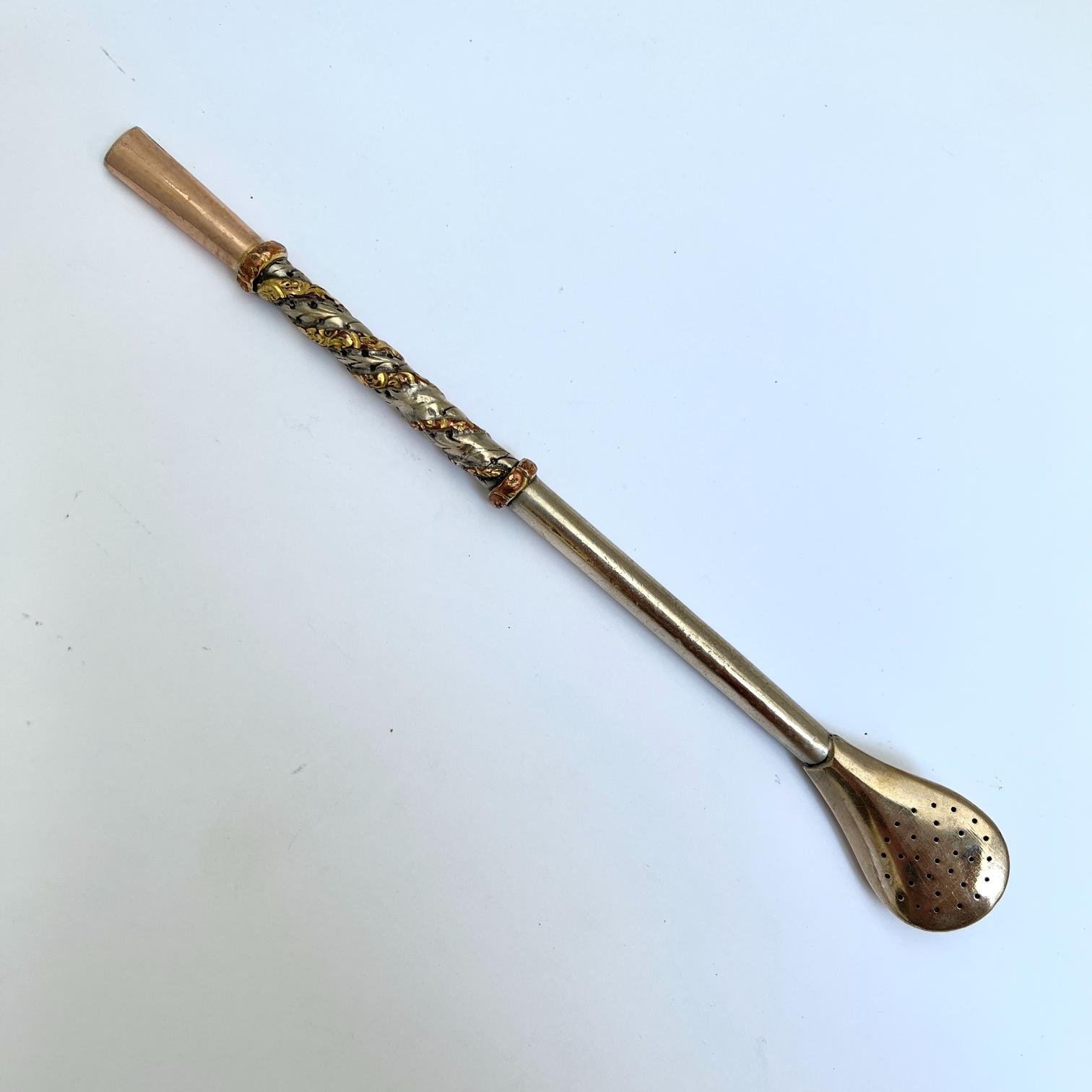 Bombilla en plata y oro