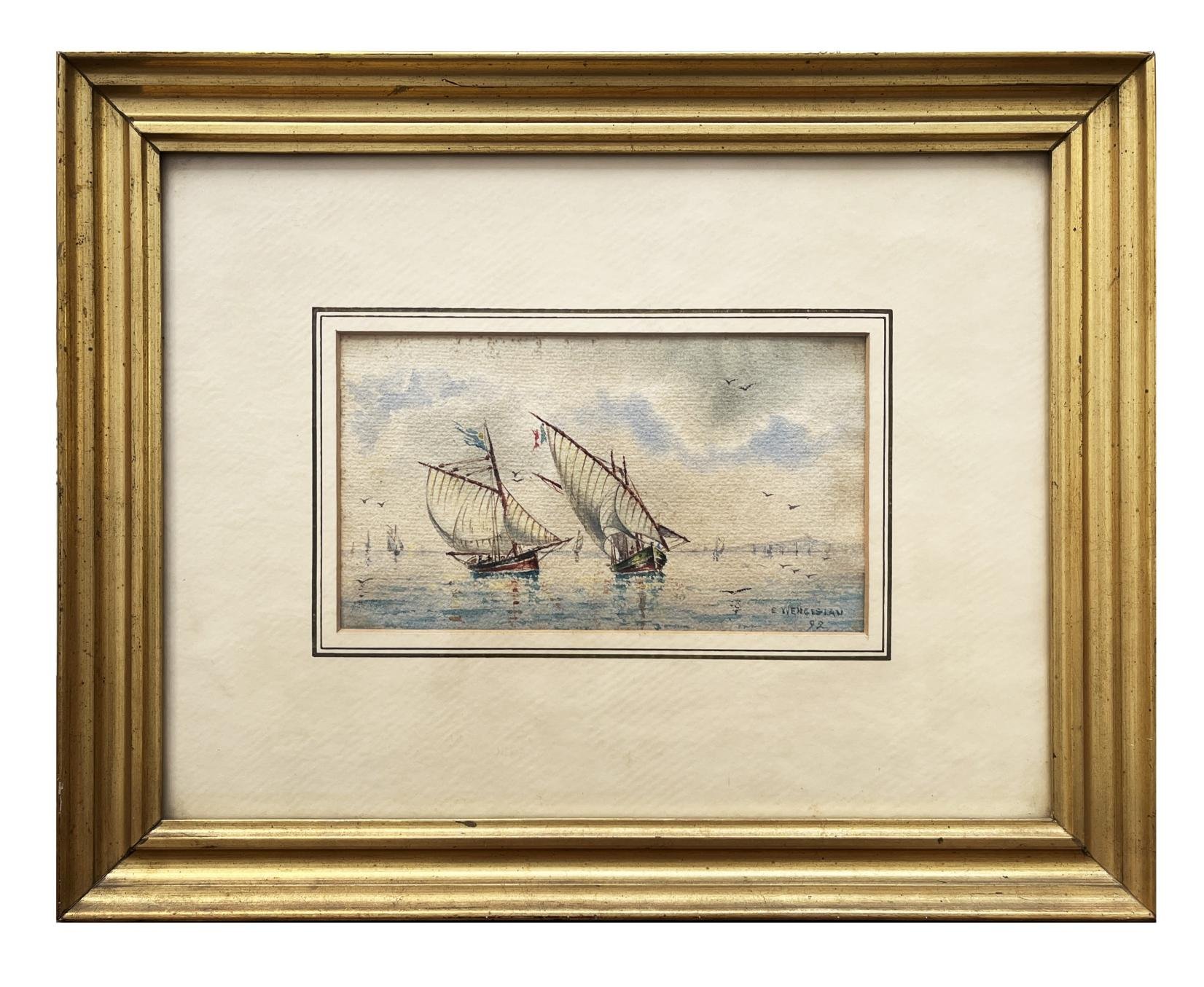 E. Wenceslau "Veleros en la bahía de Montevideo"