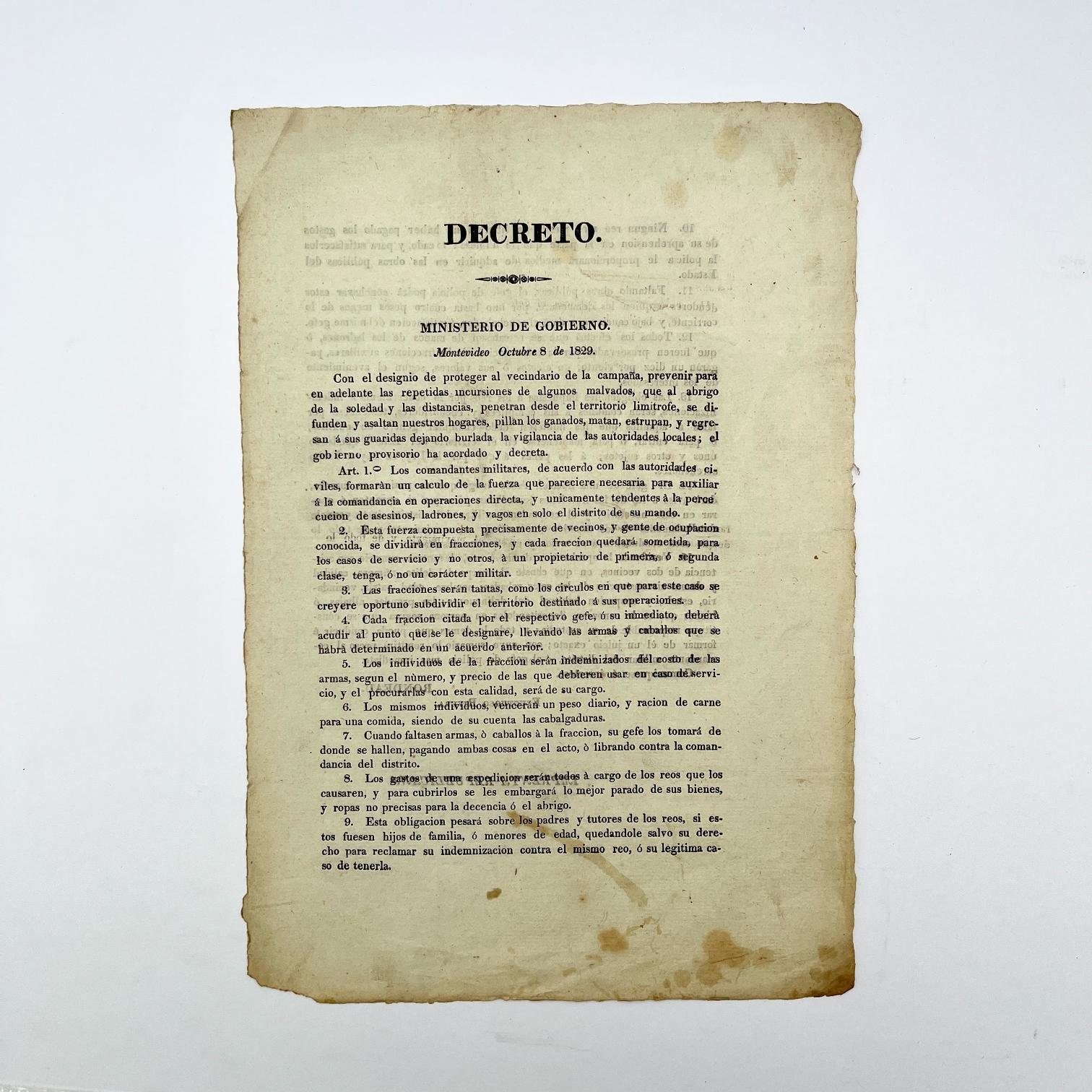 Documento Rivera y Rondeau 1829