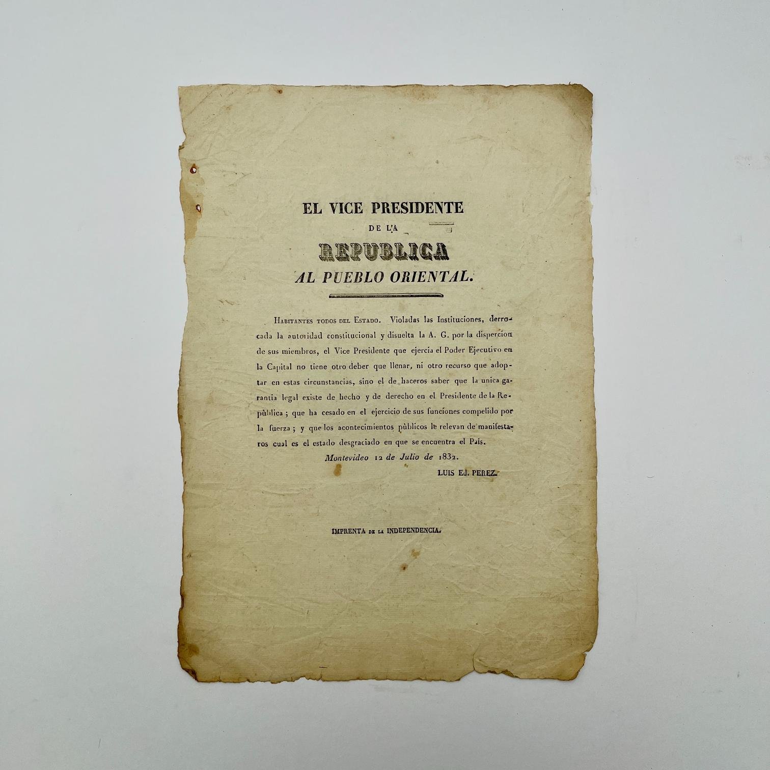 Documento Fructuoso Rivera 1832
