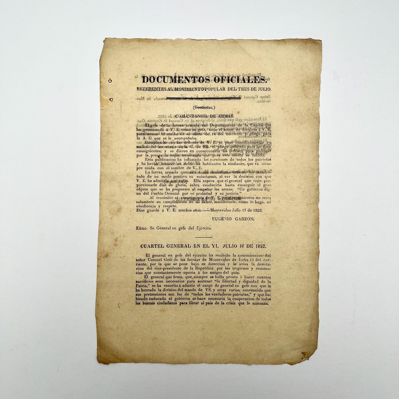 Documento Rivera y Lavalleja 1832