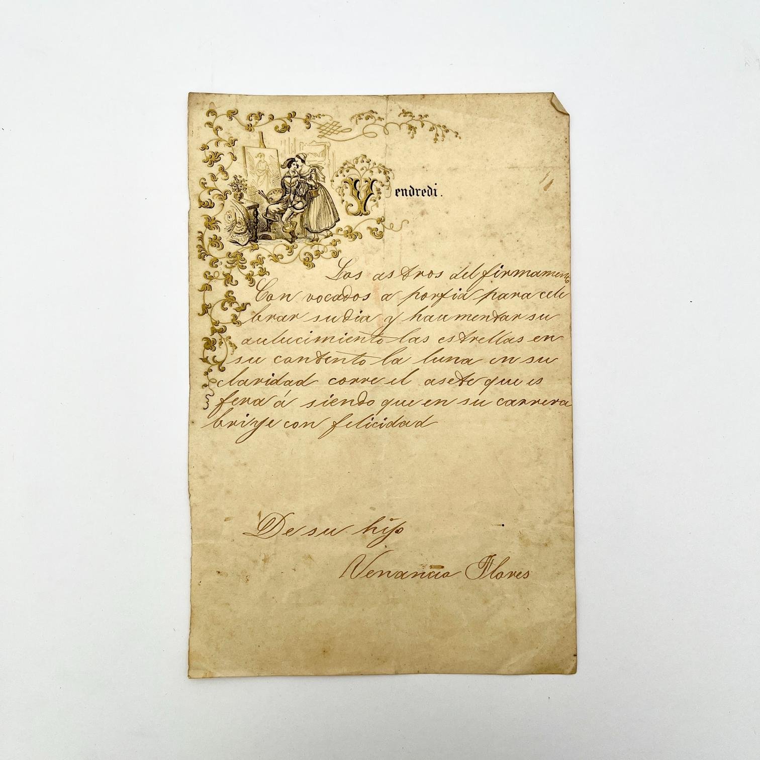 Carta manuscrita Venancio Flores