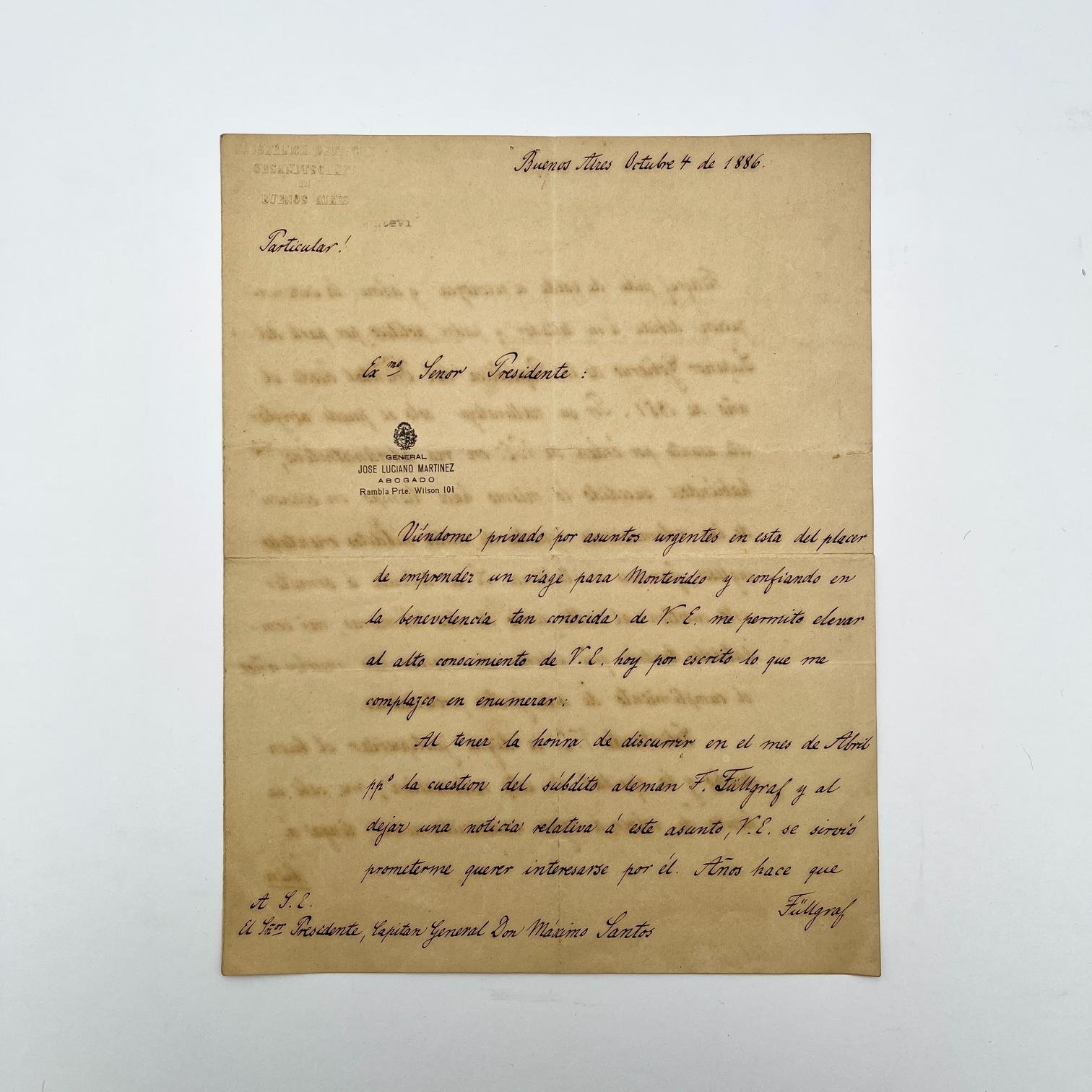 Carta manuscrita firmada por el Barón de Rotenham