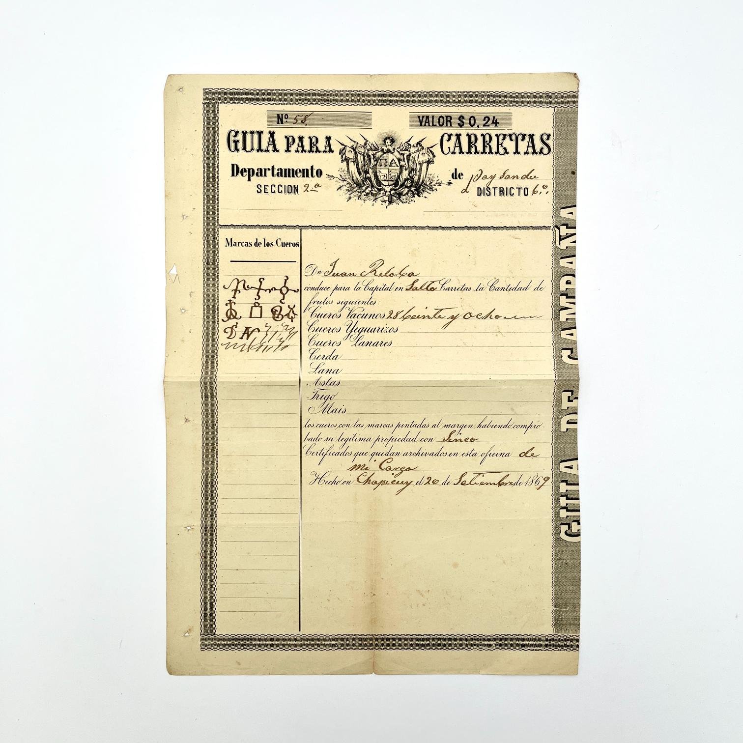 Guía para carretas 1869