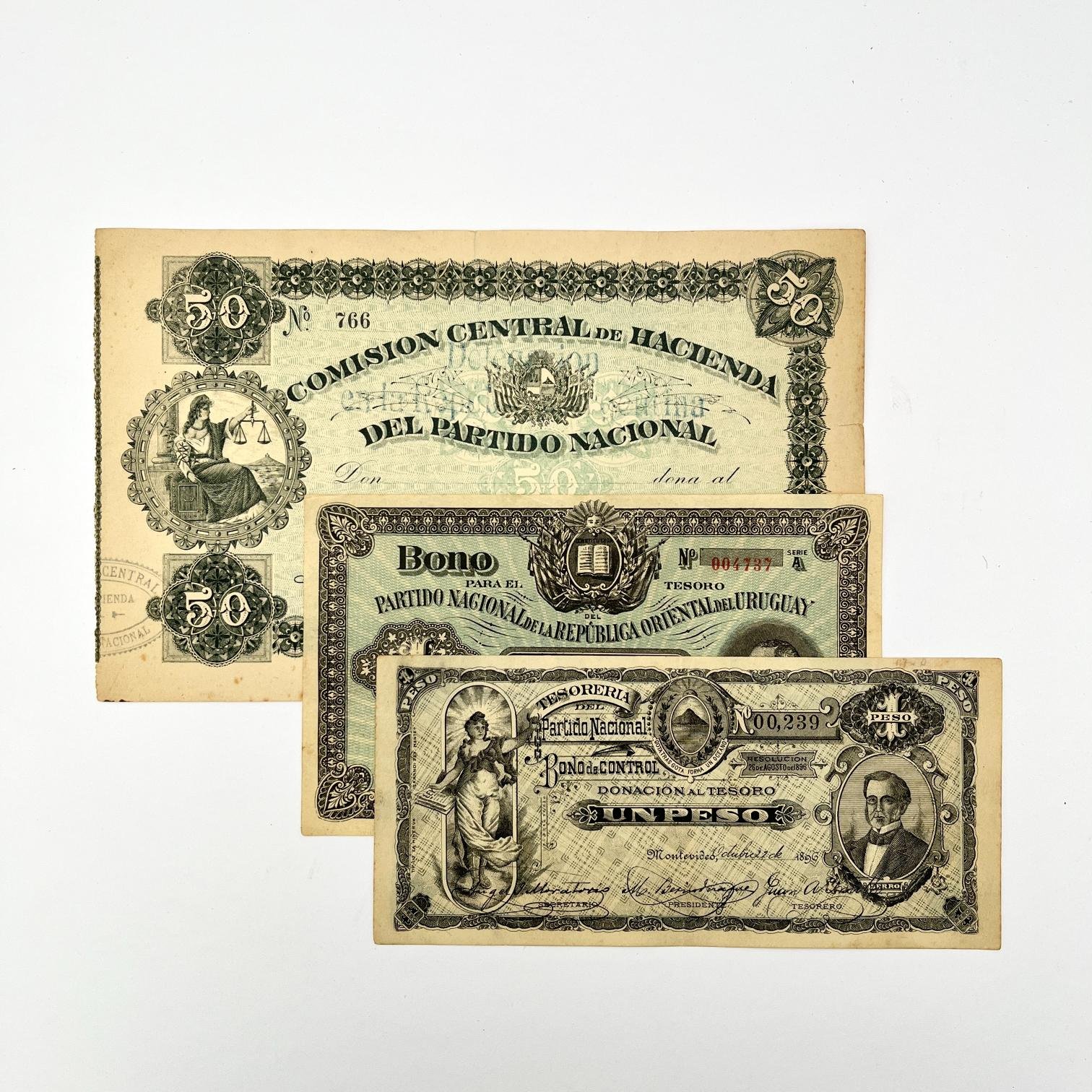 Tres bonos del Partido Nacional