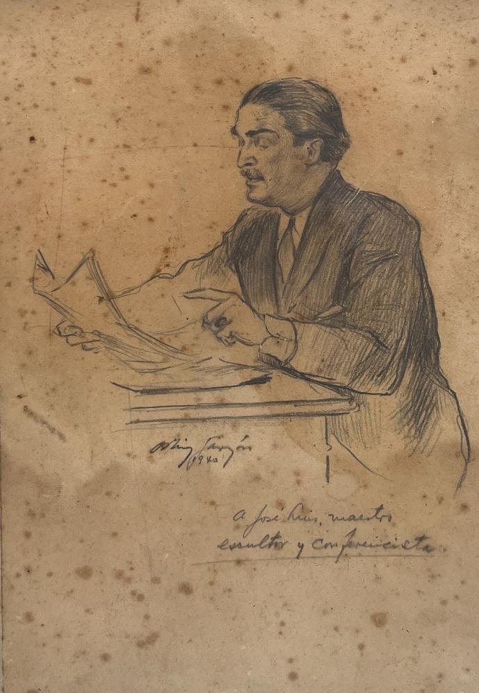 Firma ilegible "Retrato de José Luis Zorrilla de San Martín"