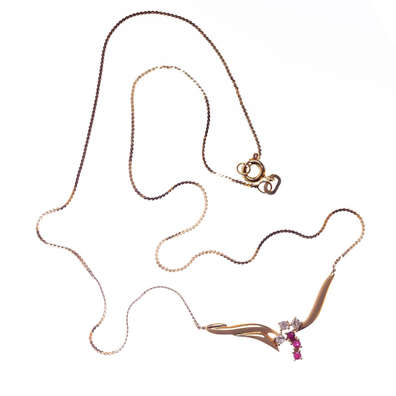 Gargantilla en oro 18 K con brillantes y rubíes - Imagen 2