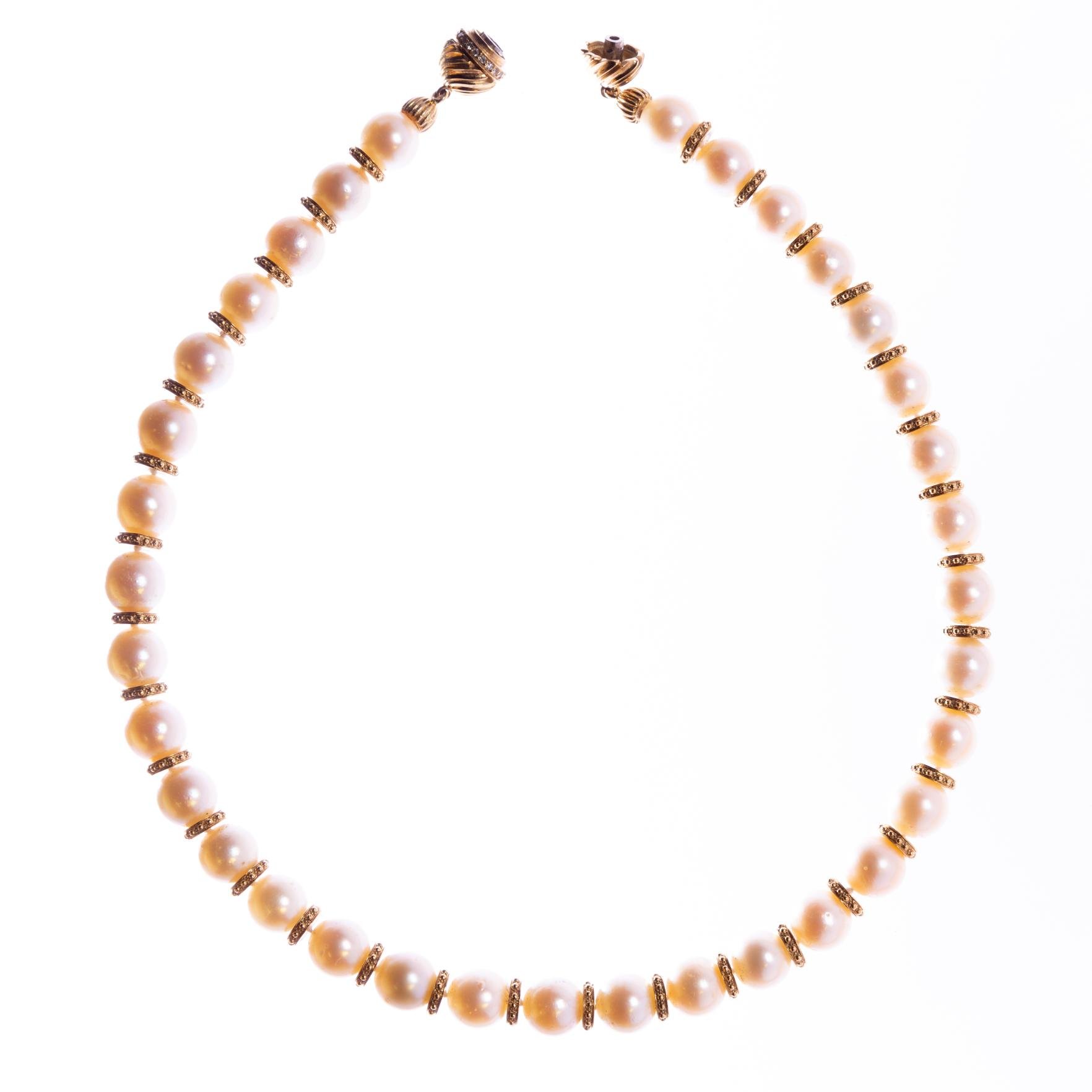 Collar de perlas y oro 18 K