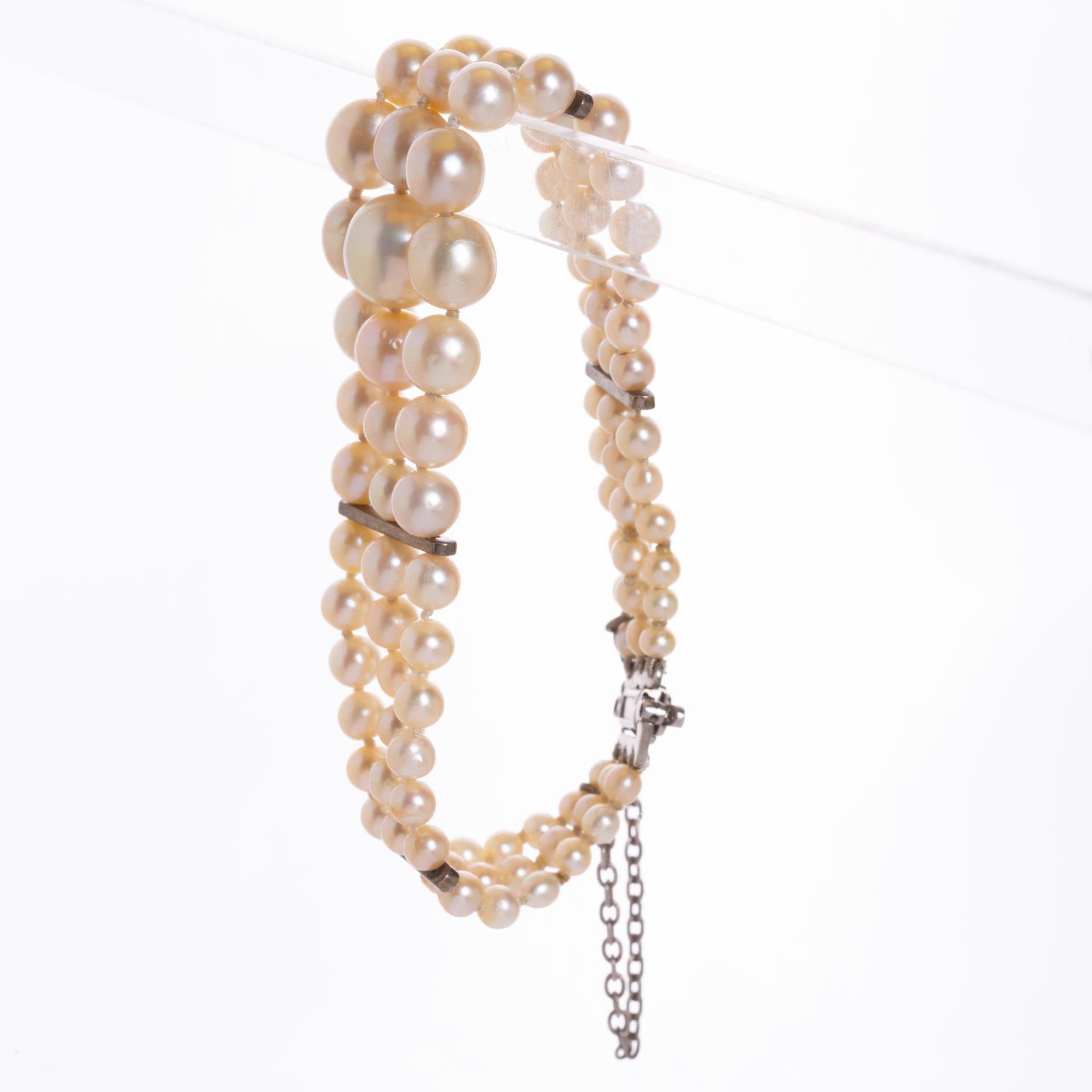 Pulsera de perlas, oro 18 K y diamantes - Imagen 2