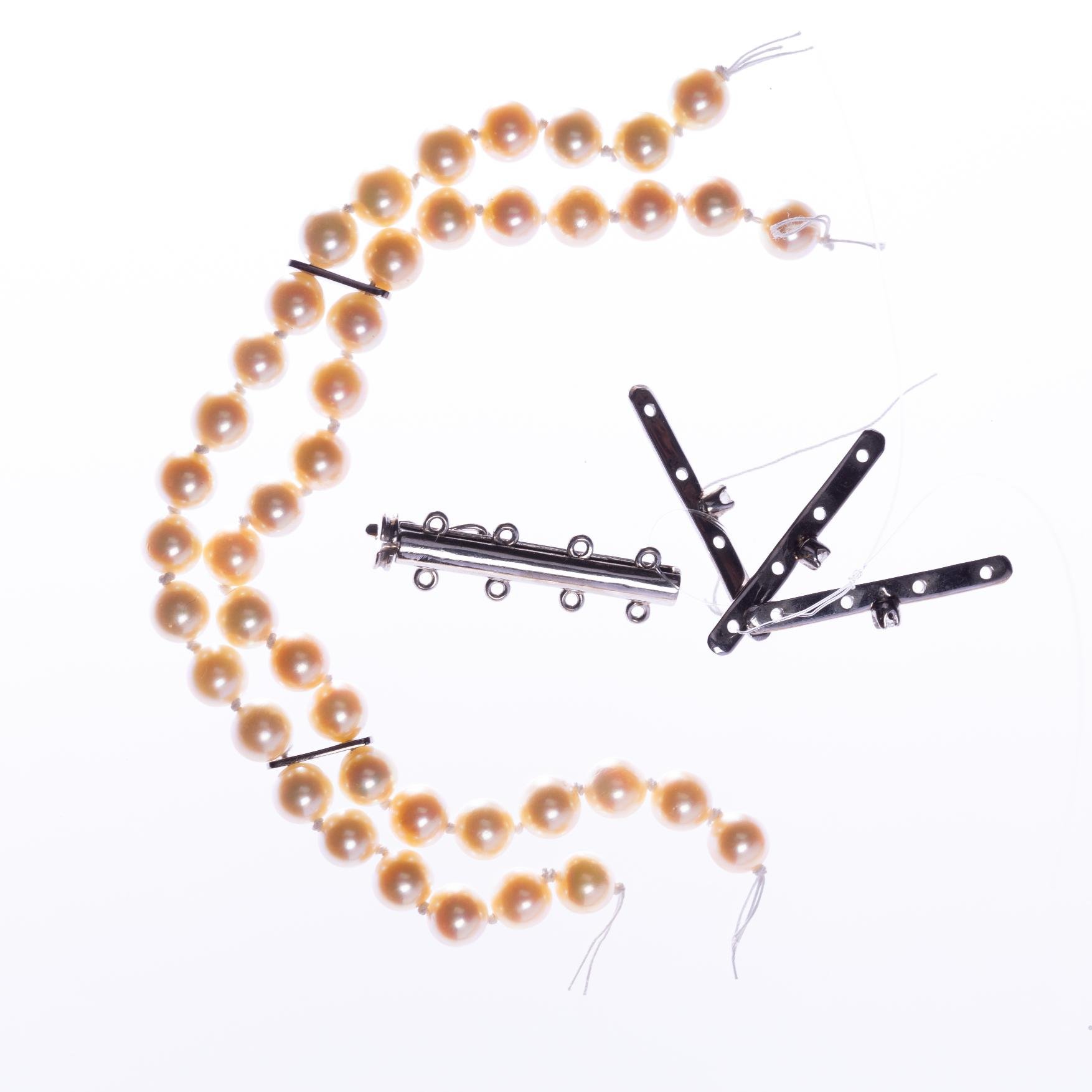 Pulsera de perlas, oro 18 K y brillante