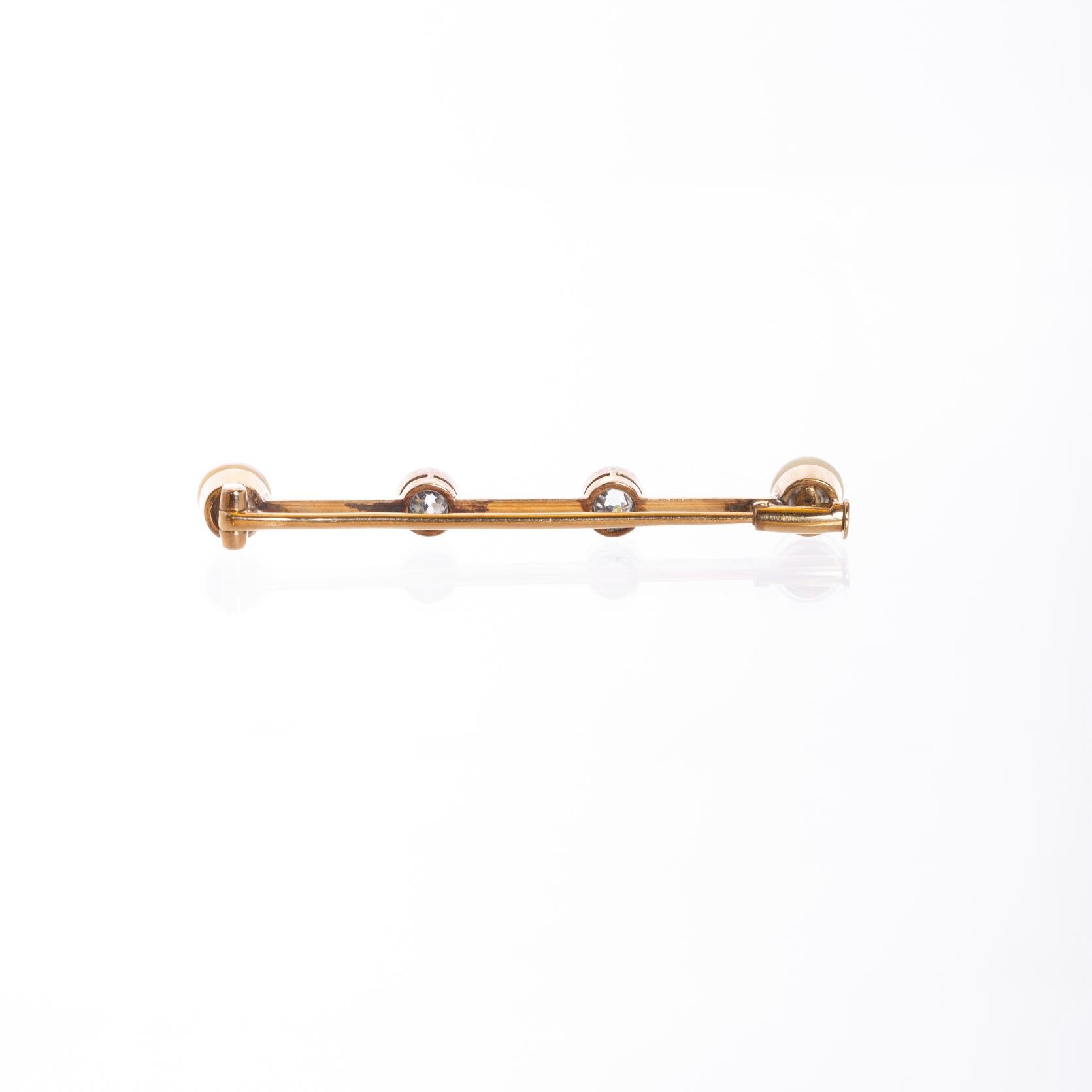 Prendedor en oro 18 K, perlas y brillantes - Imagen 2