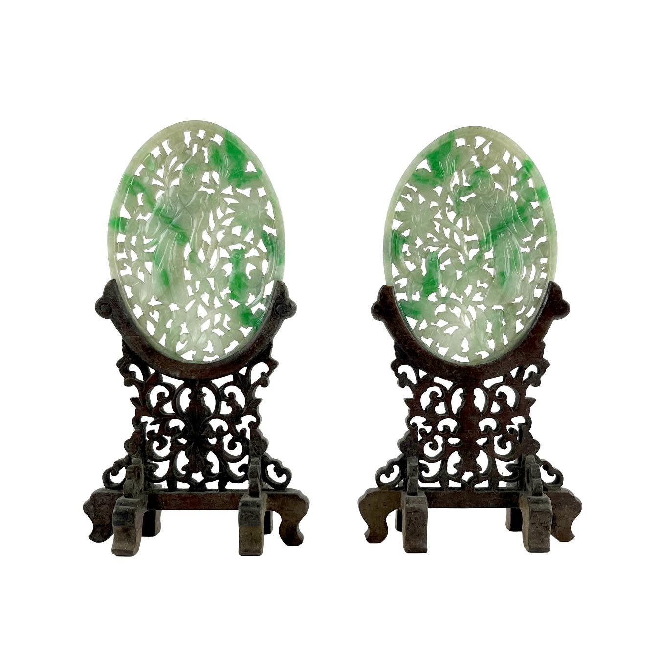 Par de medallones chinos en jade