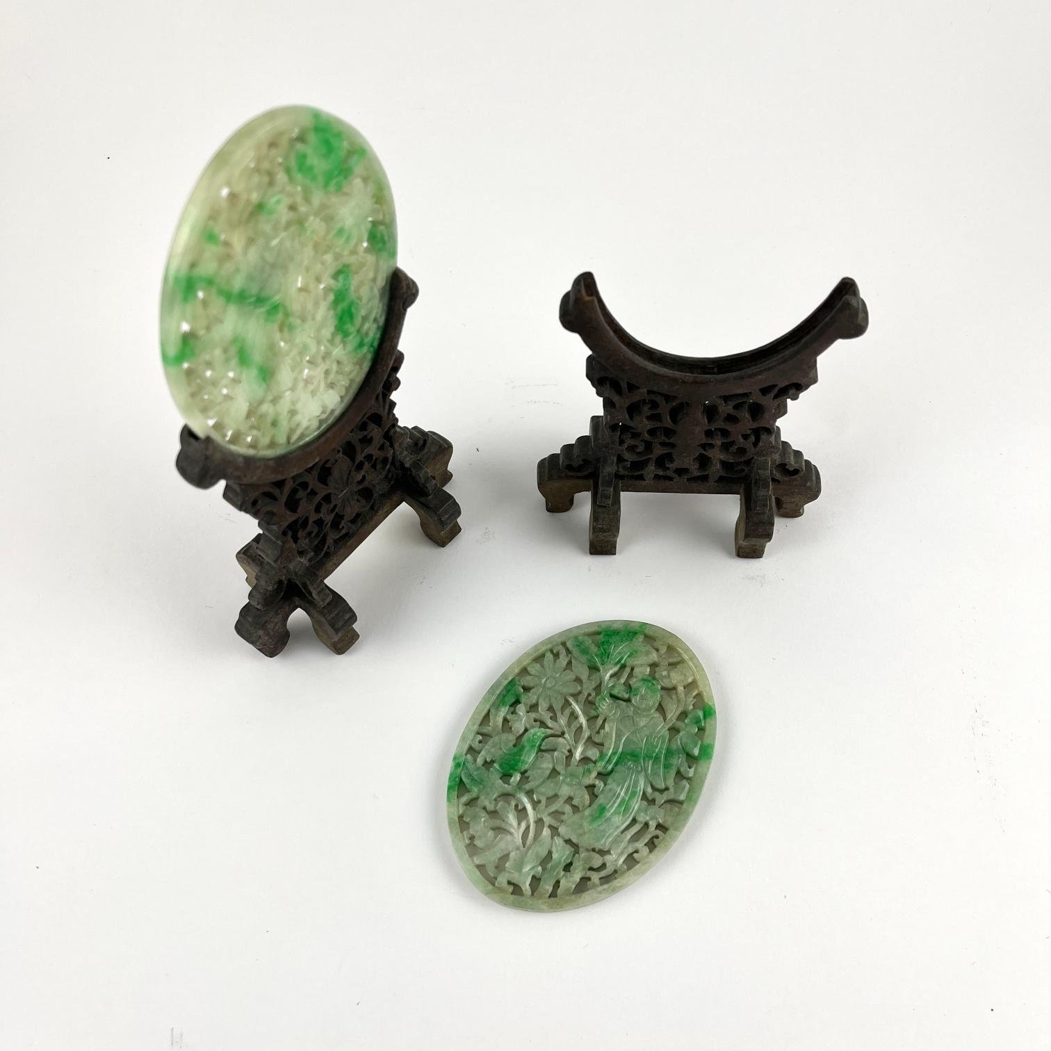 Par de medallones chinos en jade - Imagen 2