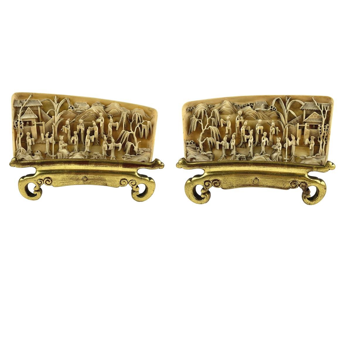 Par de paneles en marfil